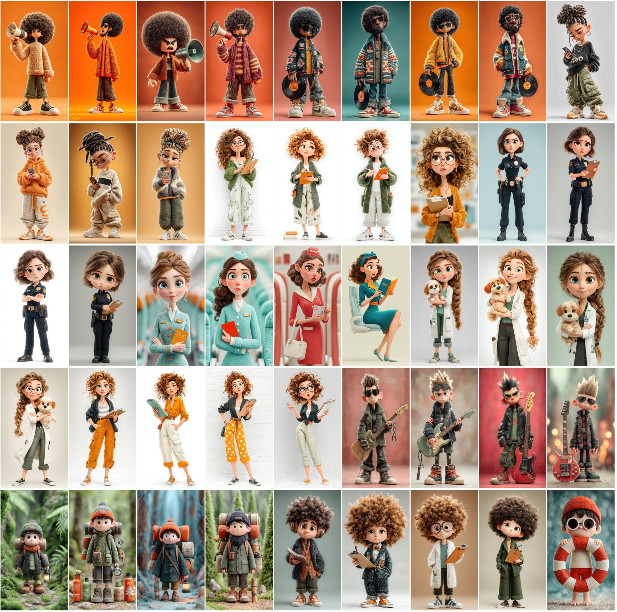 625 Cartoon 3D Boy & Girl Characters – High-Res JPGs with Commercial License