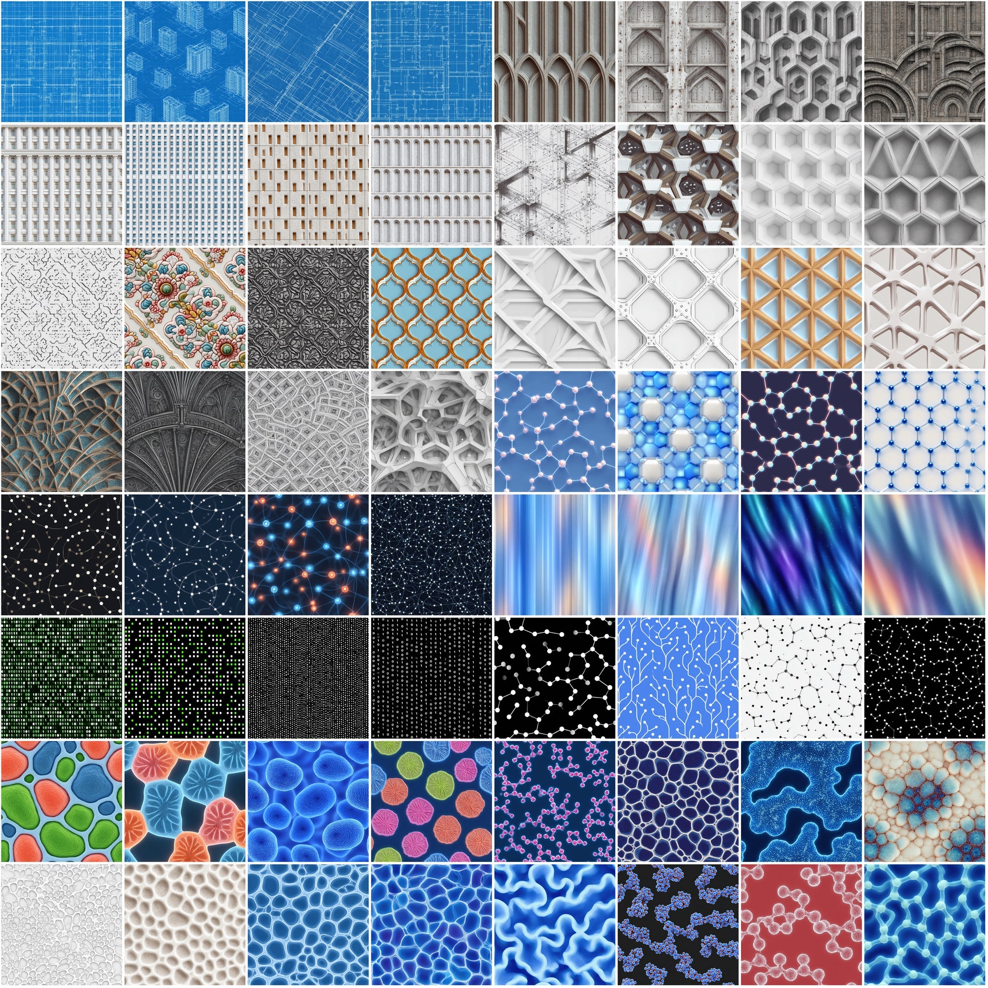 619 Futuristic Seamless Patterns – JPG & PAT Files for Photoshop