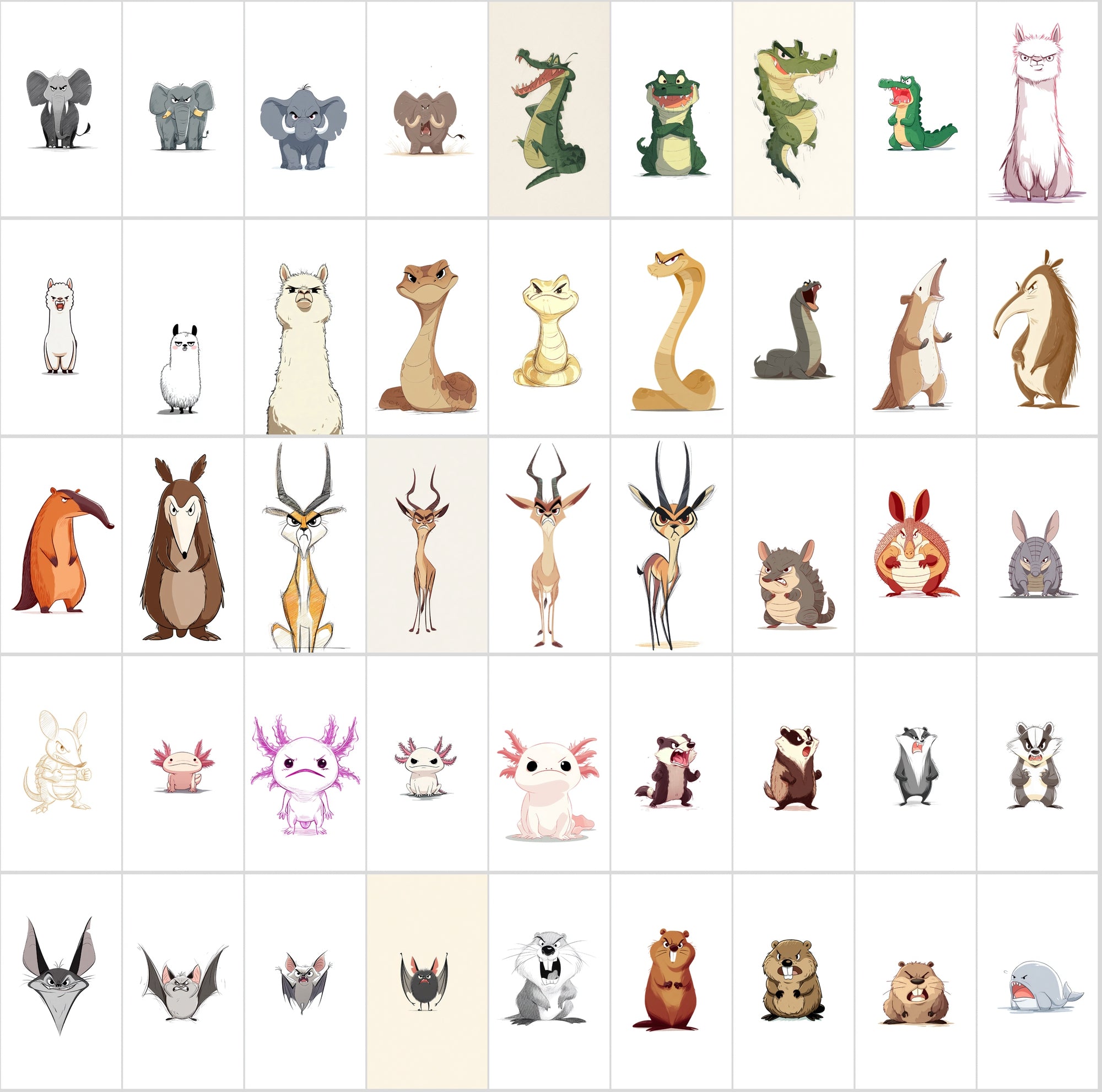 560 Angry Animal Cartoon Clipart Bundle – High-Resolution JPGs with Commercial Use