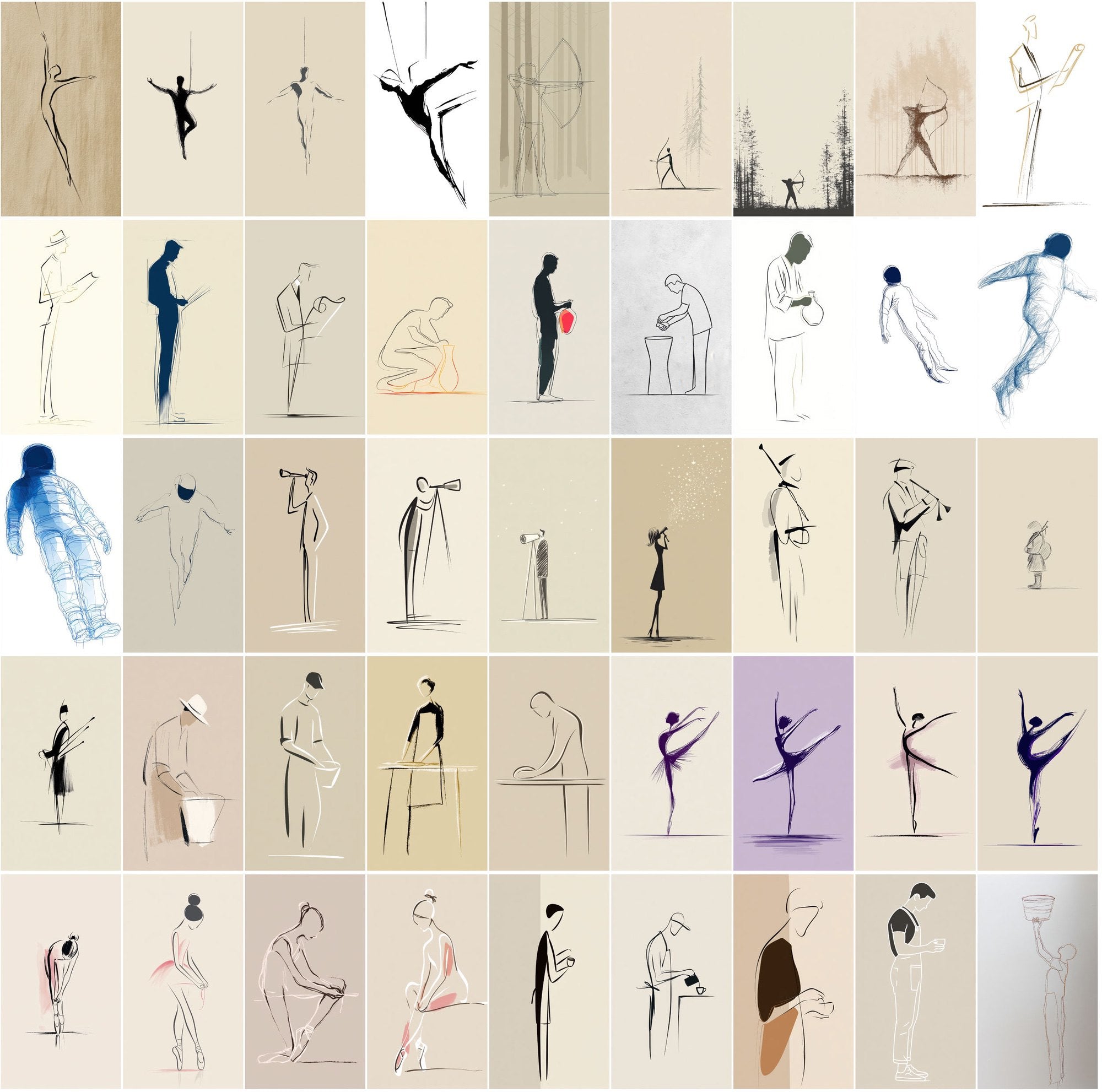 580 Minimalist One-Line Drawing Images | JPG Bundle with Commercial License