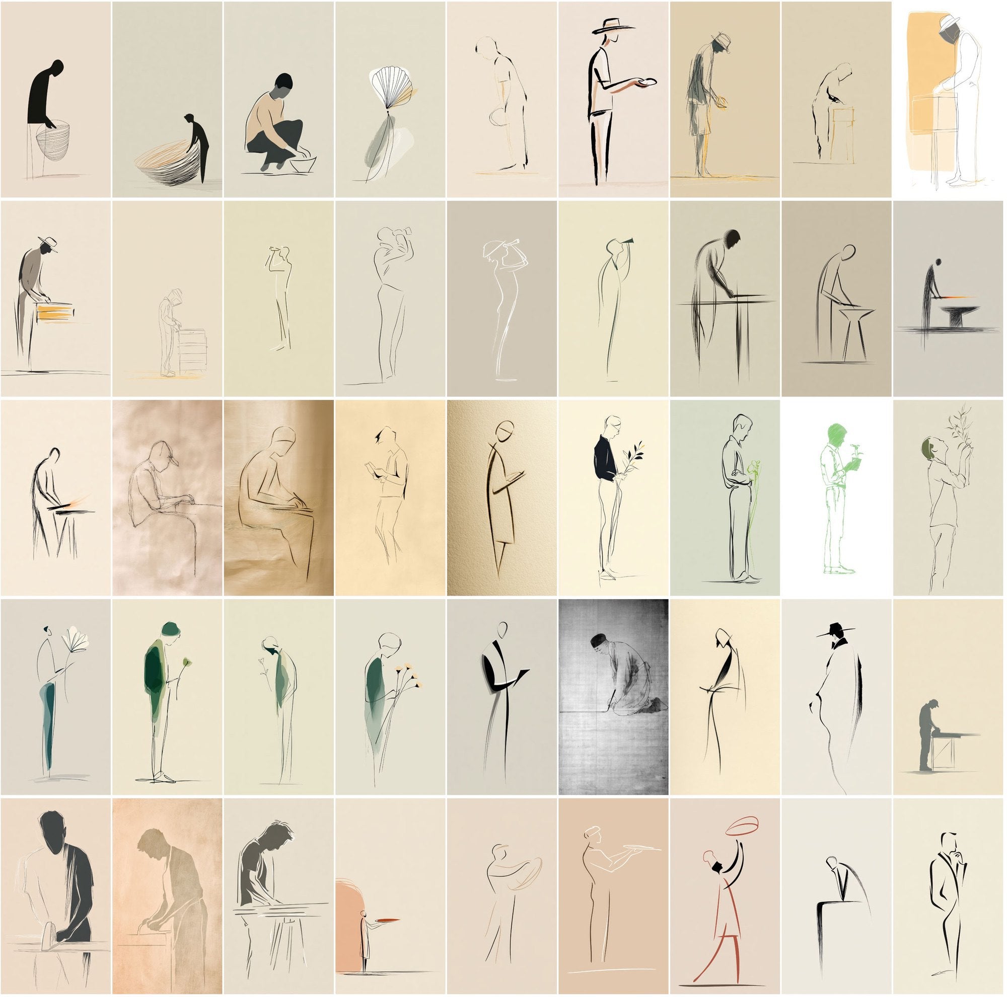 580 Minimalist One-Line Drawing Images | JPG Bundle with Commercial License