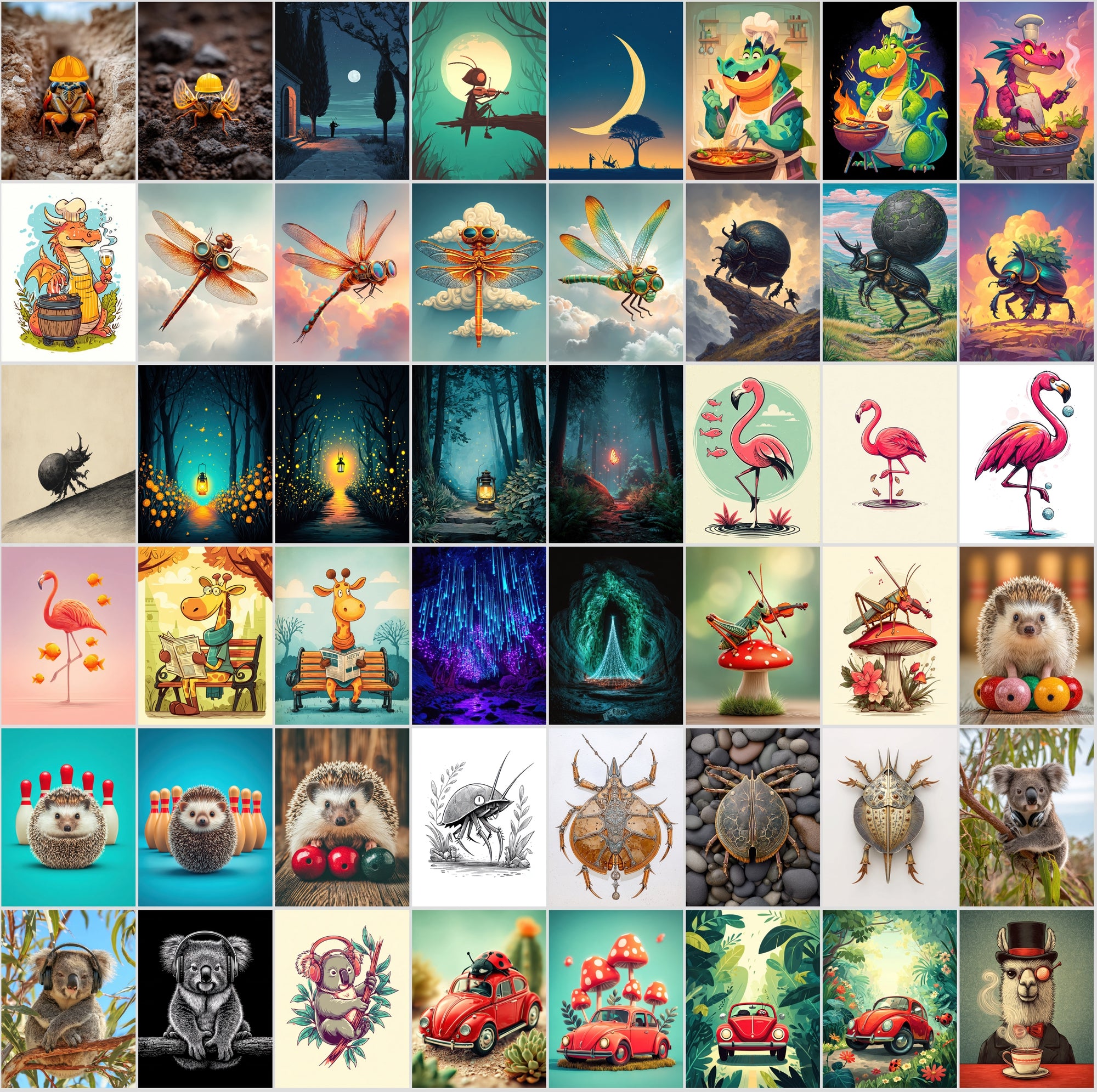 600 Whimsical Illustrations for T-Shirts, Prints & More
