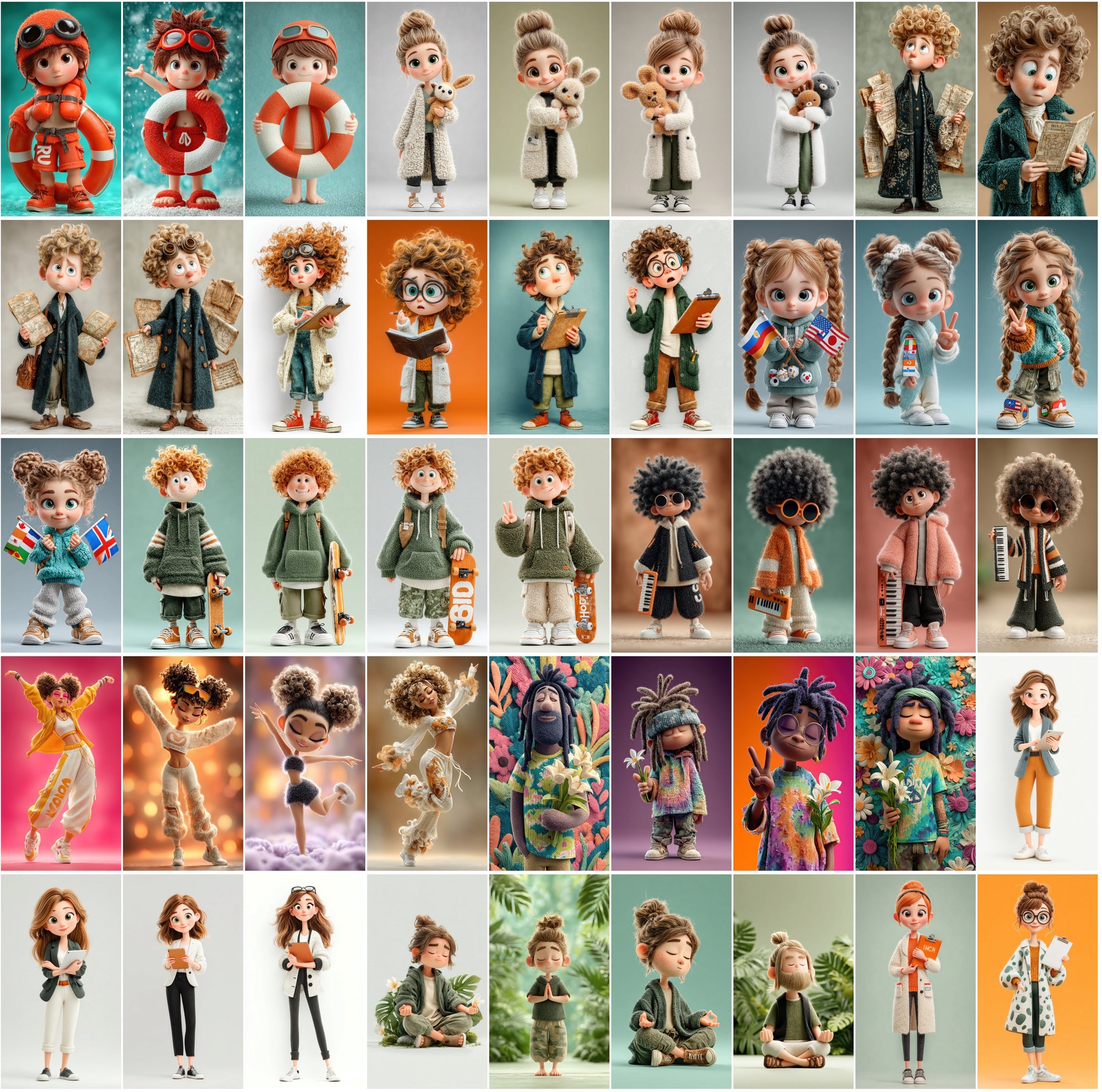 625 Cartoon 3D Boy & Girl Characters – High-Res JPGs with Commercial License