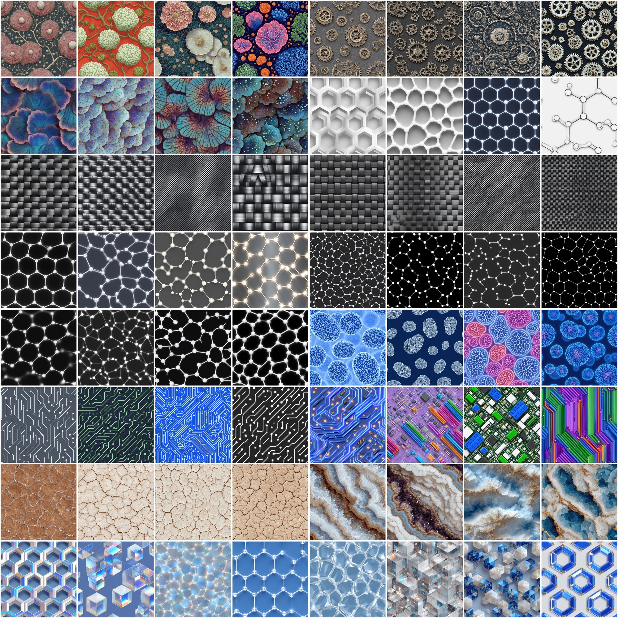 619 Futuristic Seamless Patterns – JPG & PAT Files for Photoshop