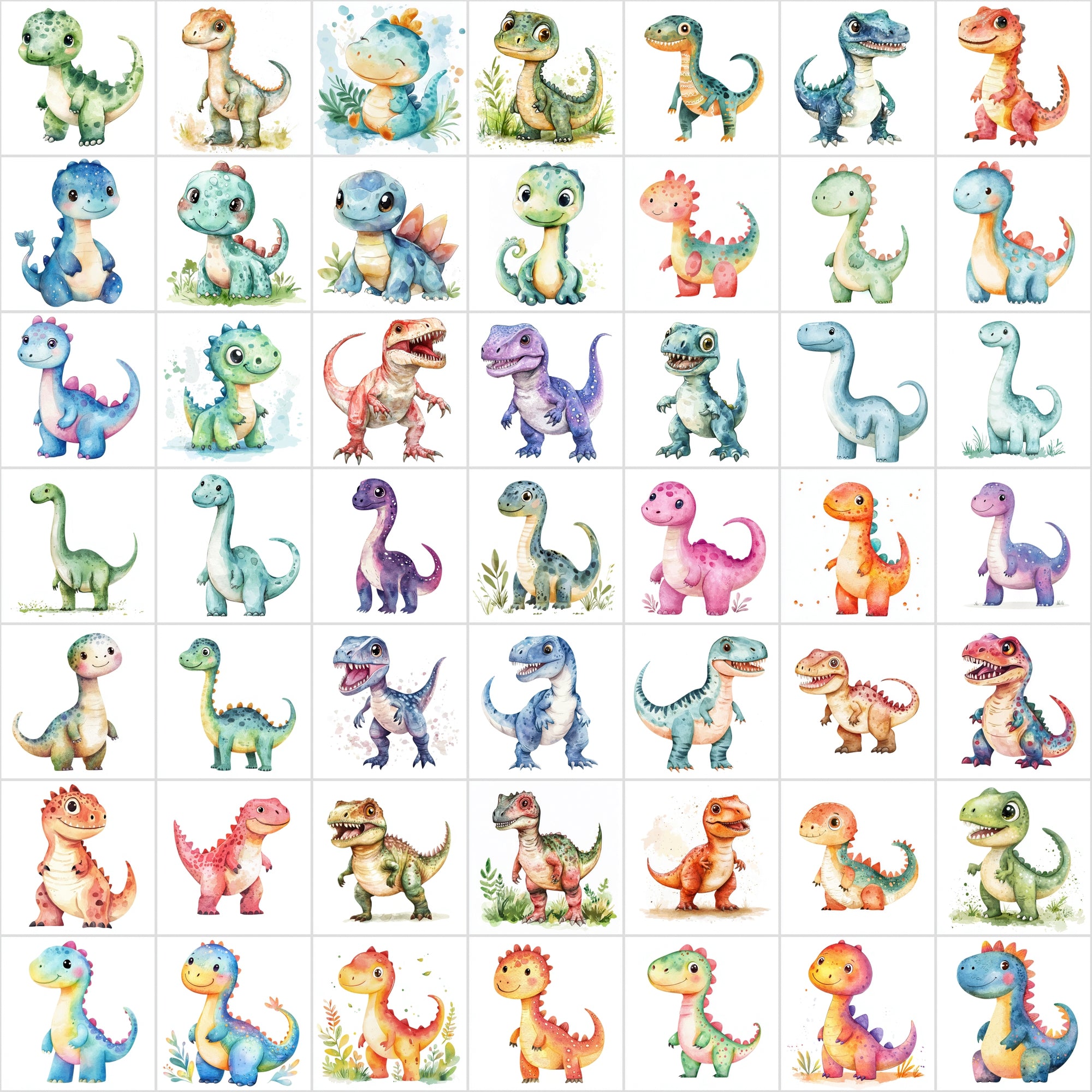 500 Watercolor Dinosaur Illustrations