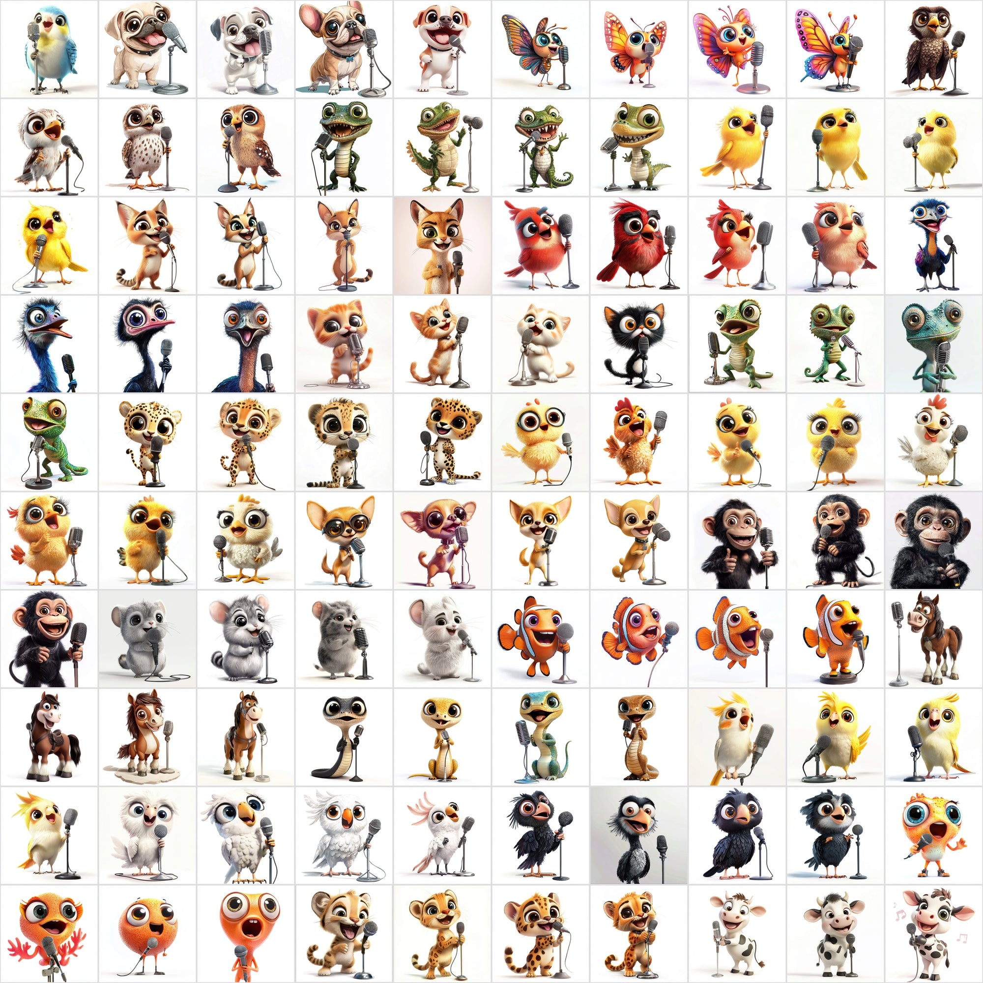 1000 High-Resolution Animal Images Holding Microphones – Commercial License Included!