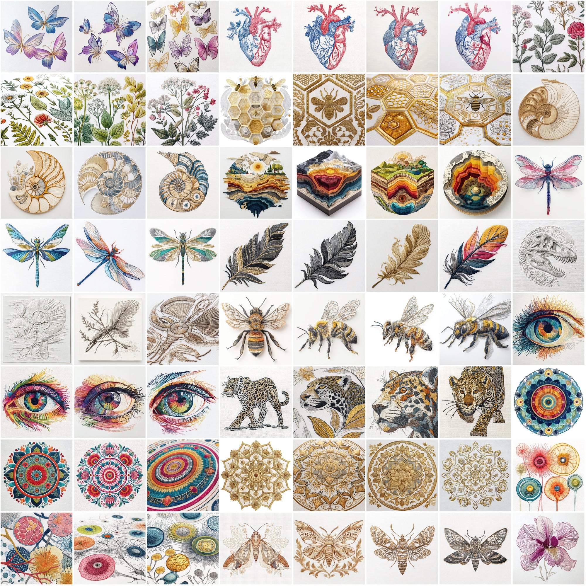 550 High-Resolution Embroidery Design Images | 3D Effect Collection