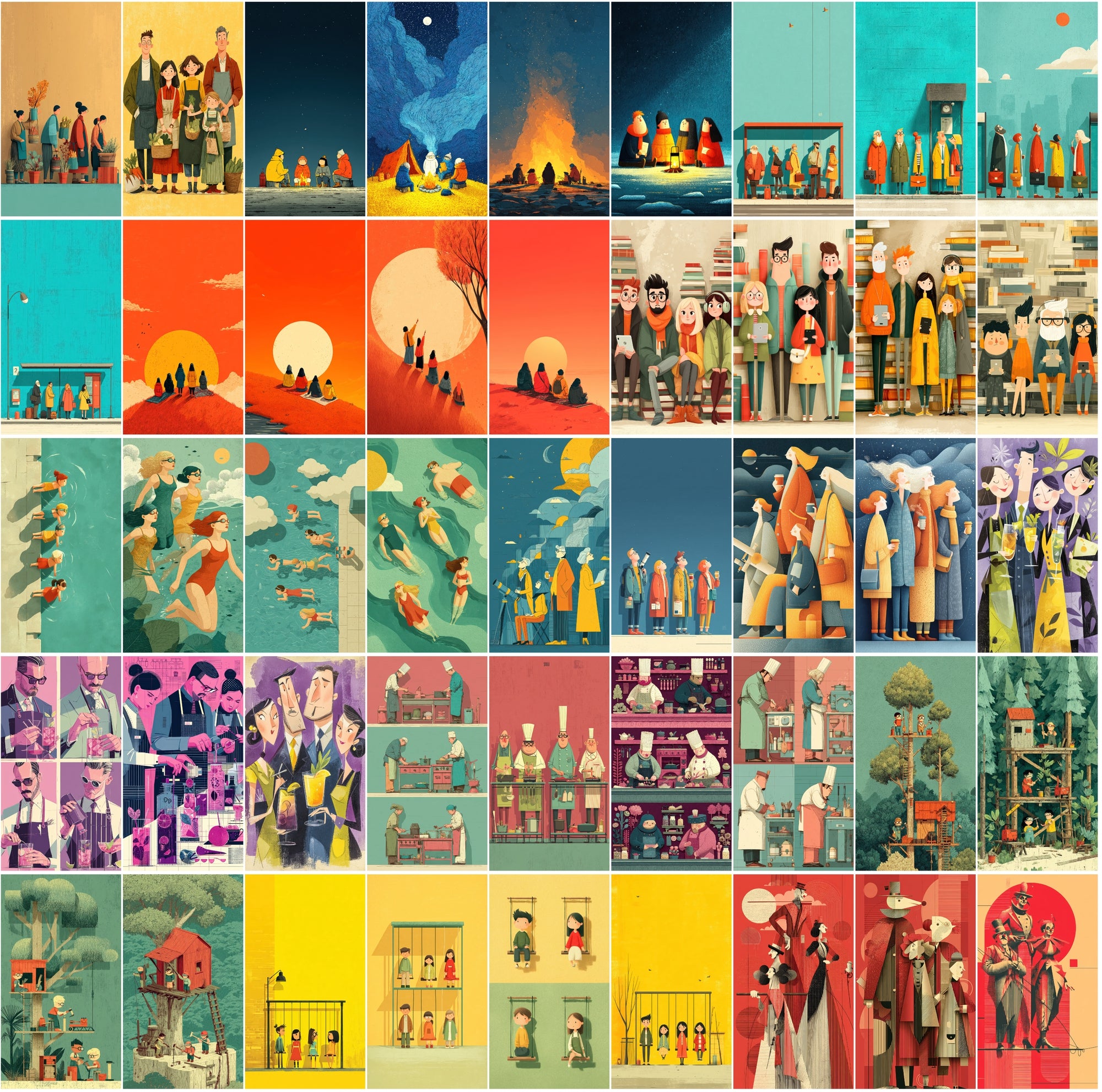 555 Flat Style Illustrations Bundle | High-Res JPGs with Commercial License