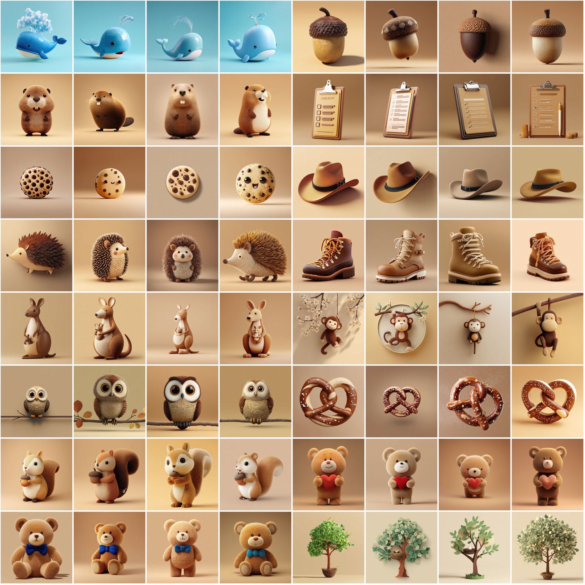 595 Cute 3D Clipart Images – High-Res JPGs with Commercial License