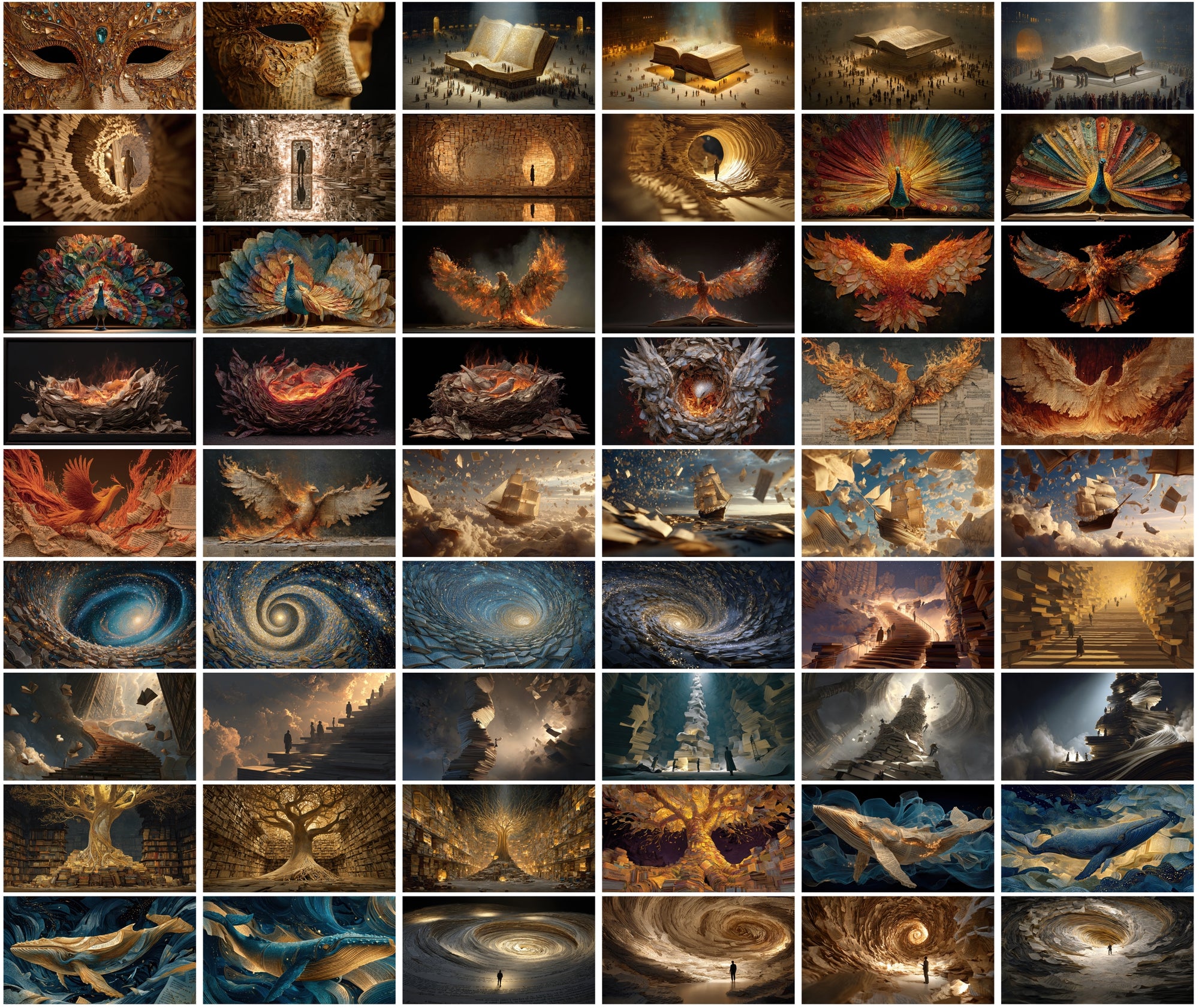 610 Surreal Book-Themed Art Images | Magical Realism Digital Backgrounds