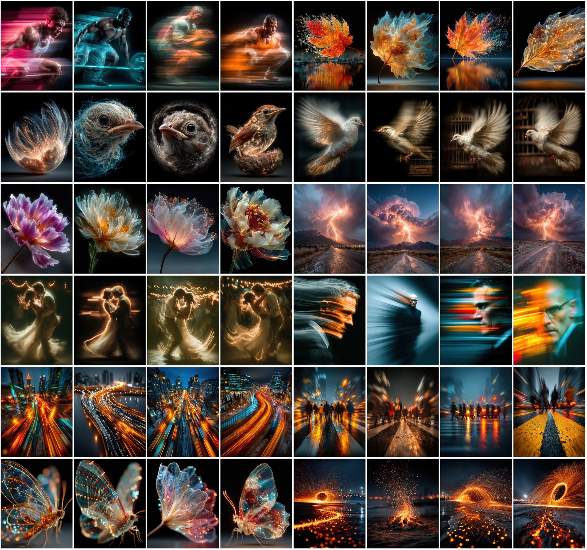 520 Light Trail Images – High-Speed Motion Blur Photography with Black Background