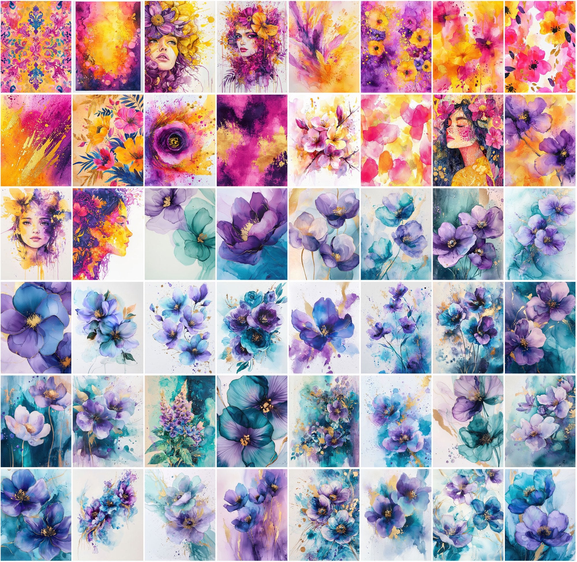 550 Watercolor Backgrounds | High-Res Abstract Splash Art JPGs with Commercial License