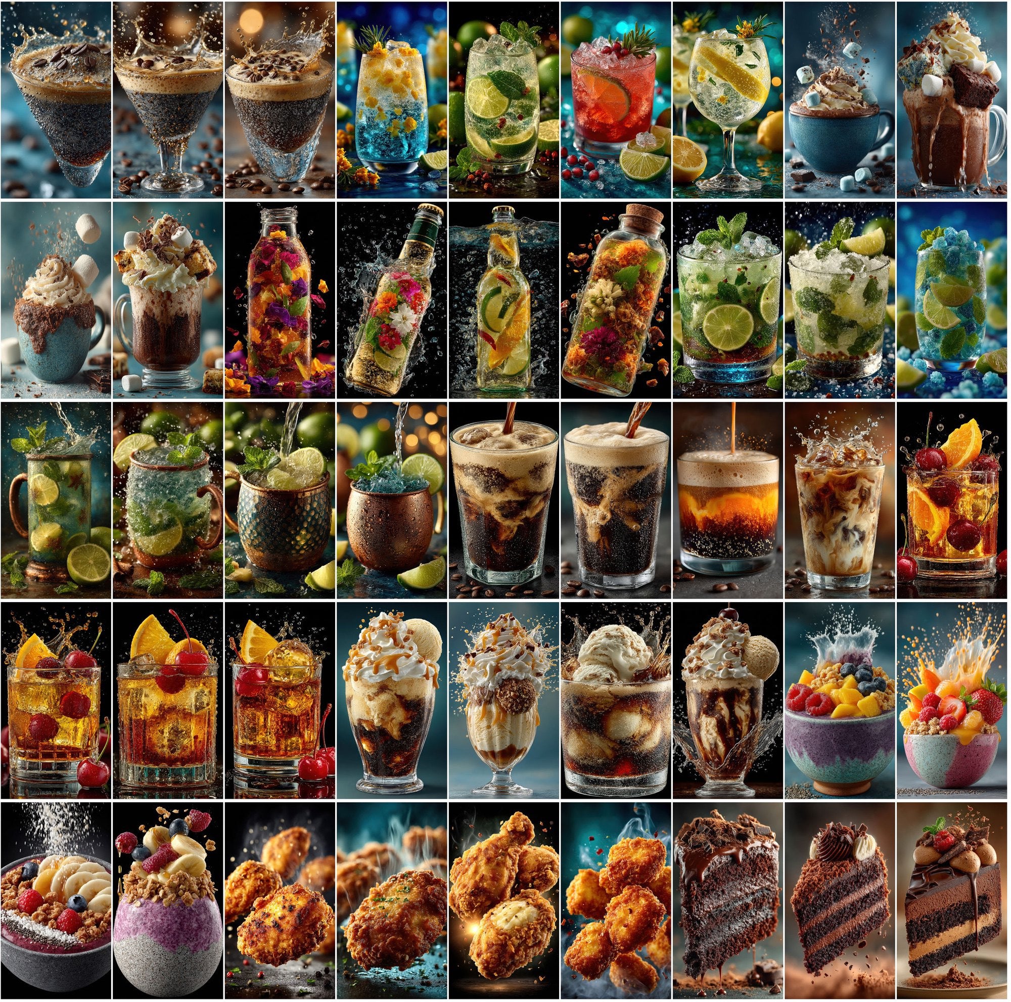 510 Floating Food Images – Hyper-Realistic, Cinematic JPG Collection with Commercial License