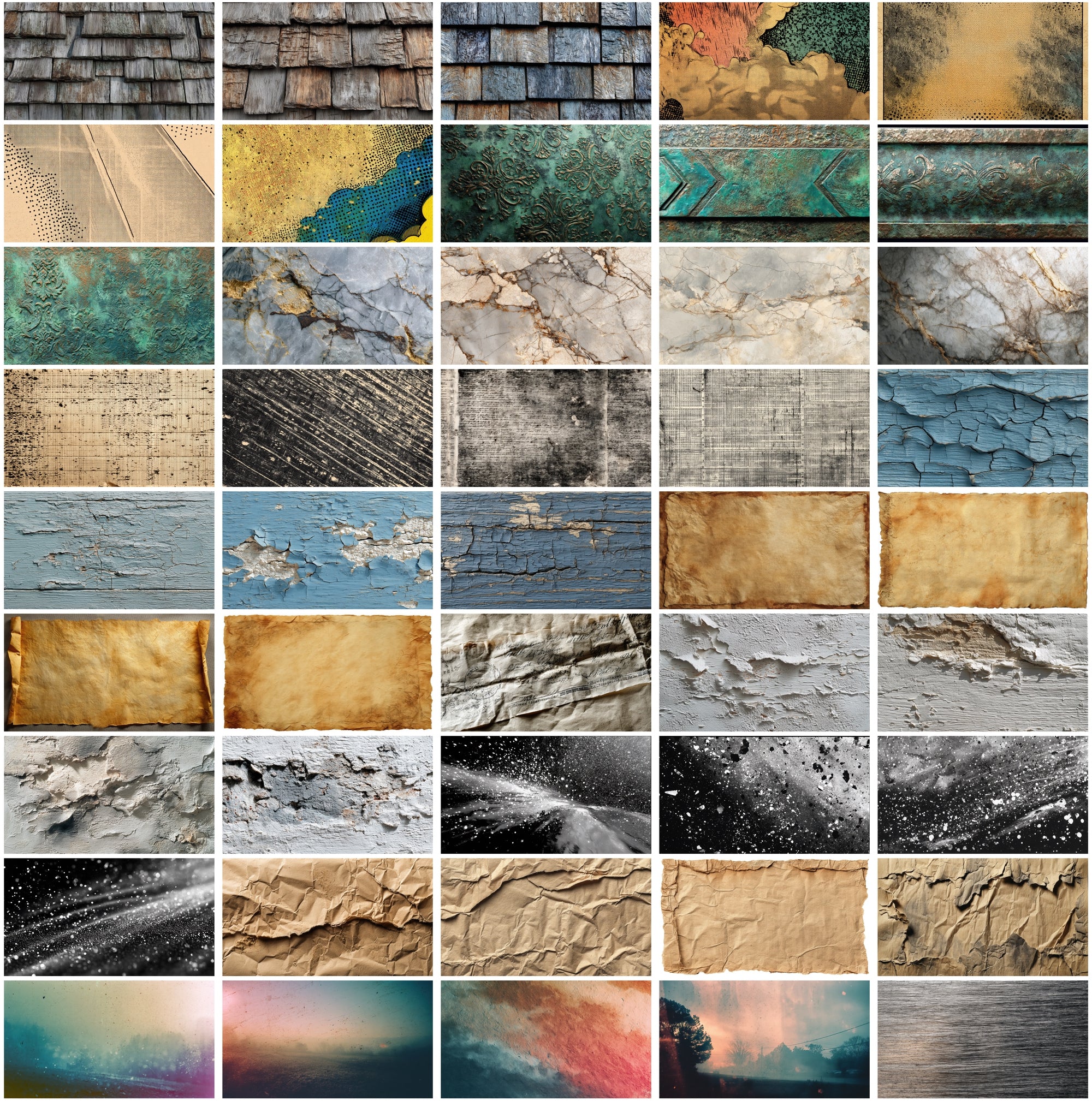 450 Vintage Texture Backgrounds Bundle - High Resolution 6552×3672px - Commercial License - Retro Paper, Fabric, Wood & More