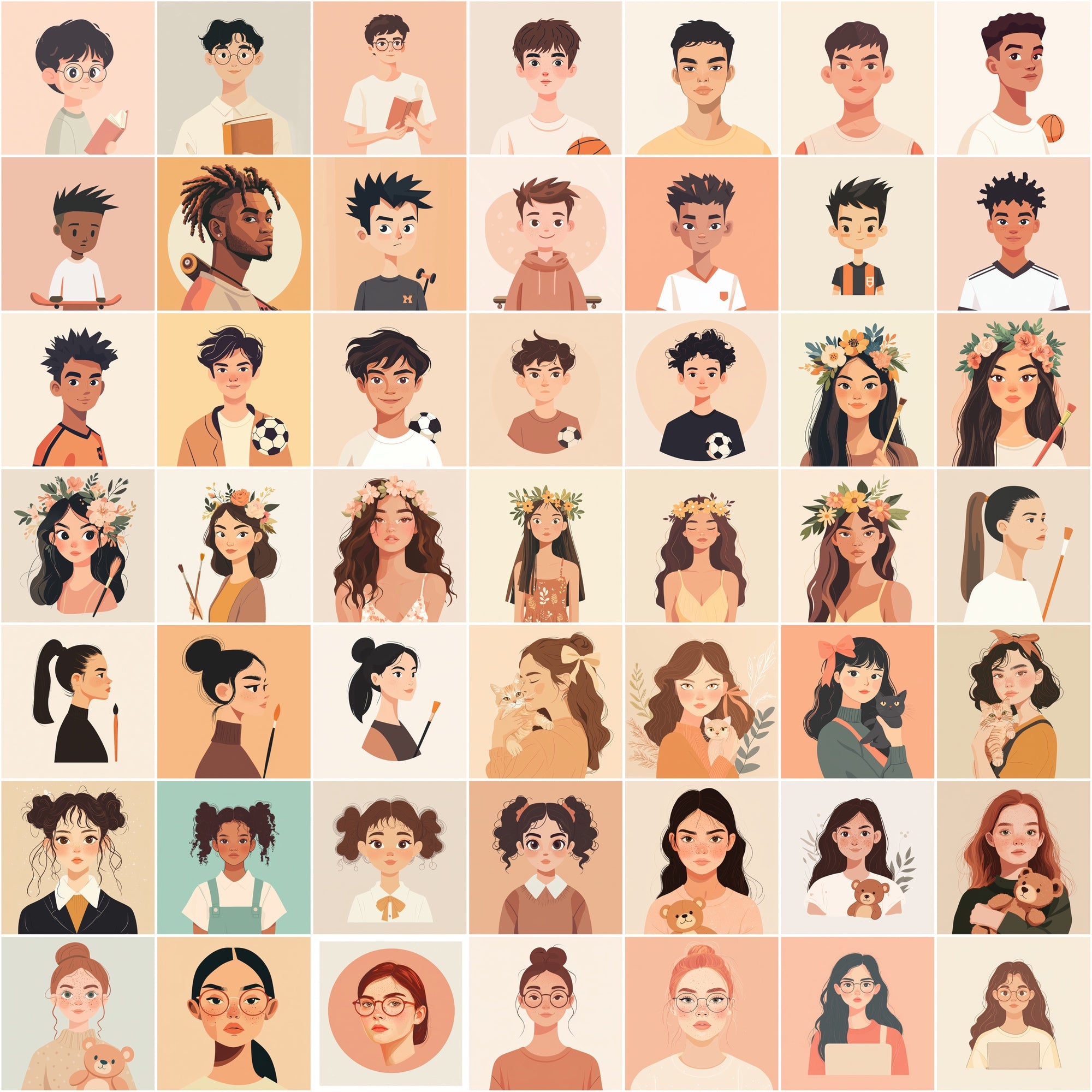 550 Flat Avatars | Diverse People Illustrations