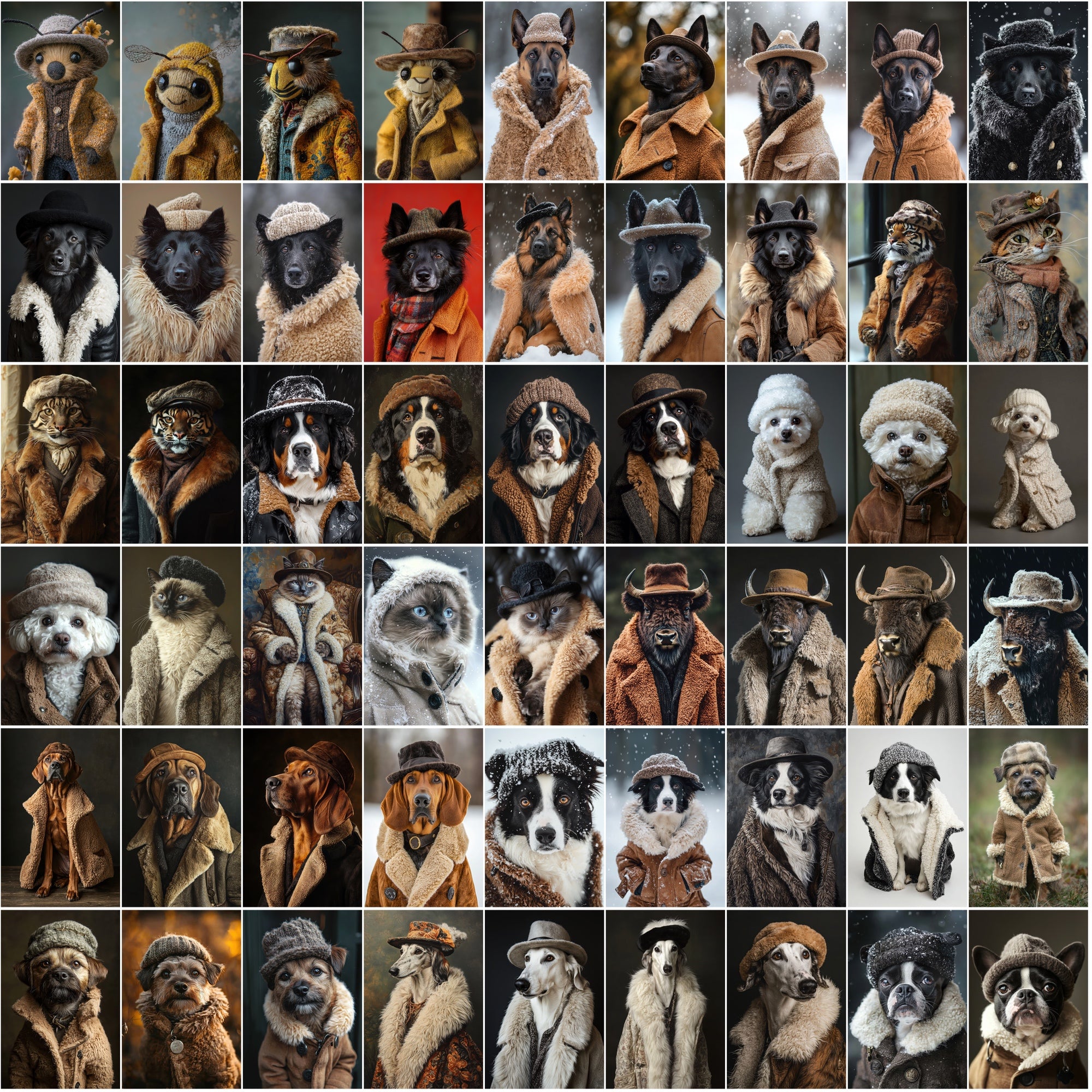 1050 Animal Images with Sheepskin Jackets - Dogs, Cats & More