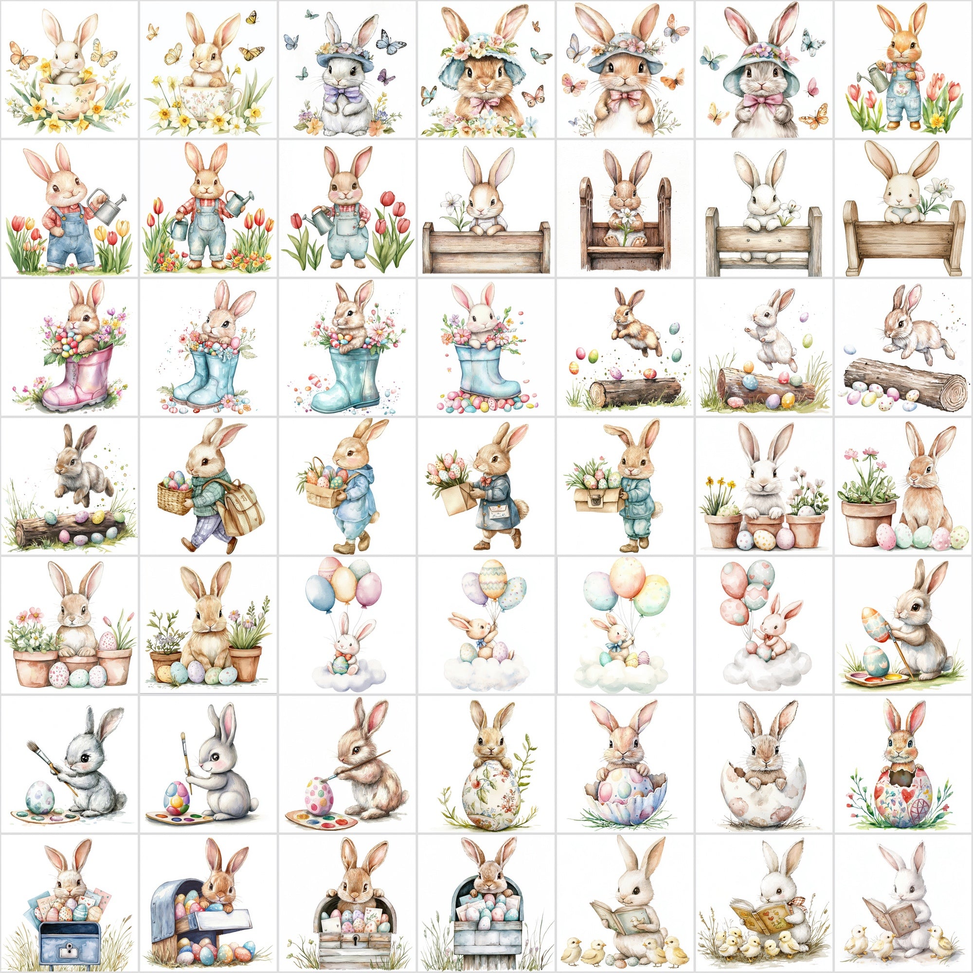 550 Watercolor Easter Clipart | Christian & Spring JPG Bundle