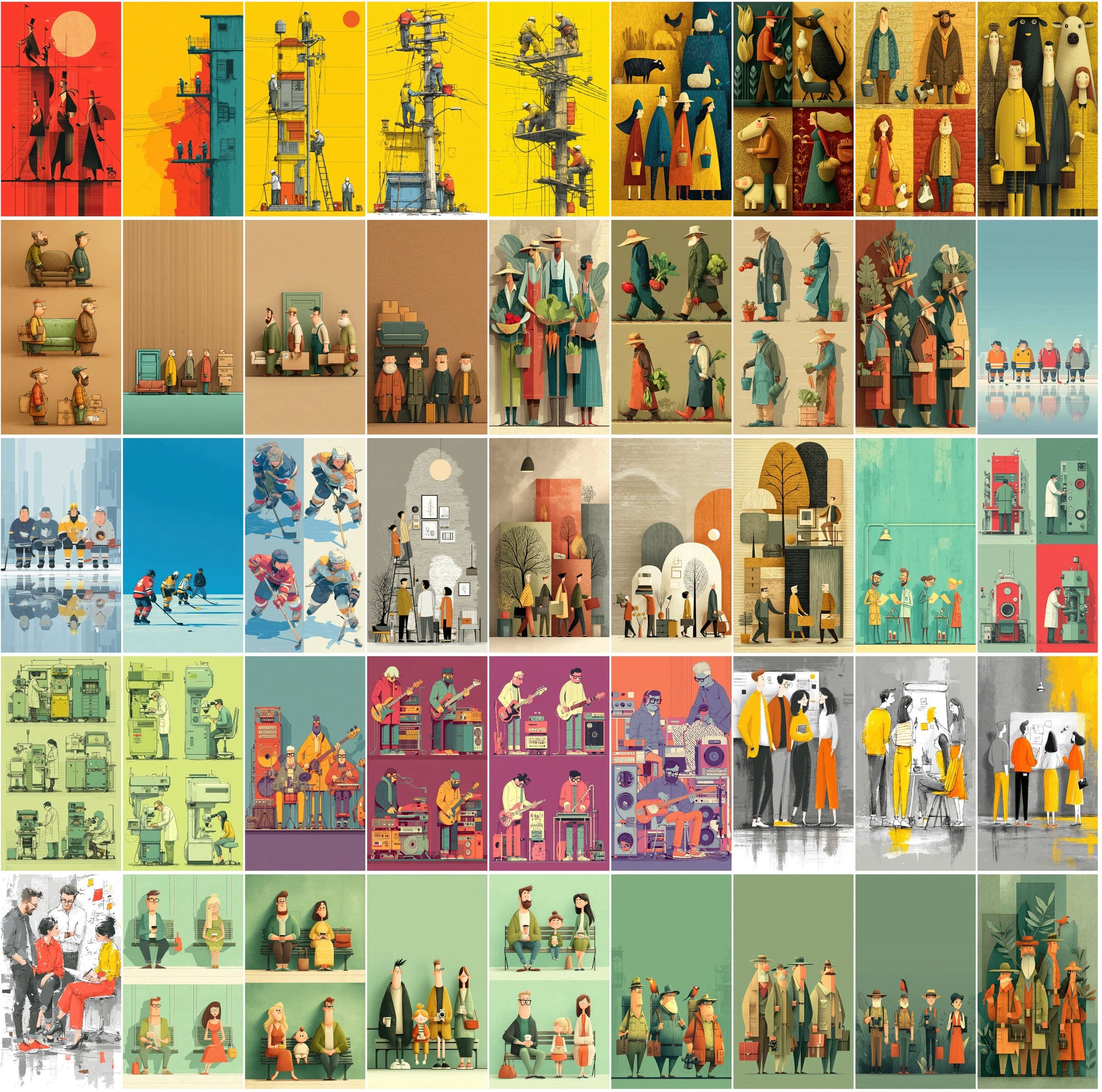 555 Flat Style Illustrations Bundle | High-Res JPGs with Commercial License
