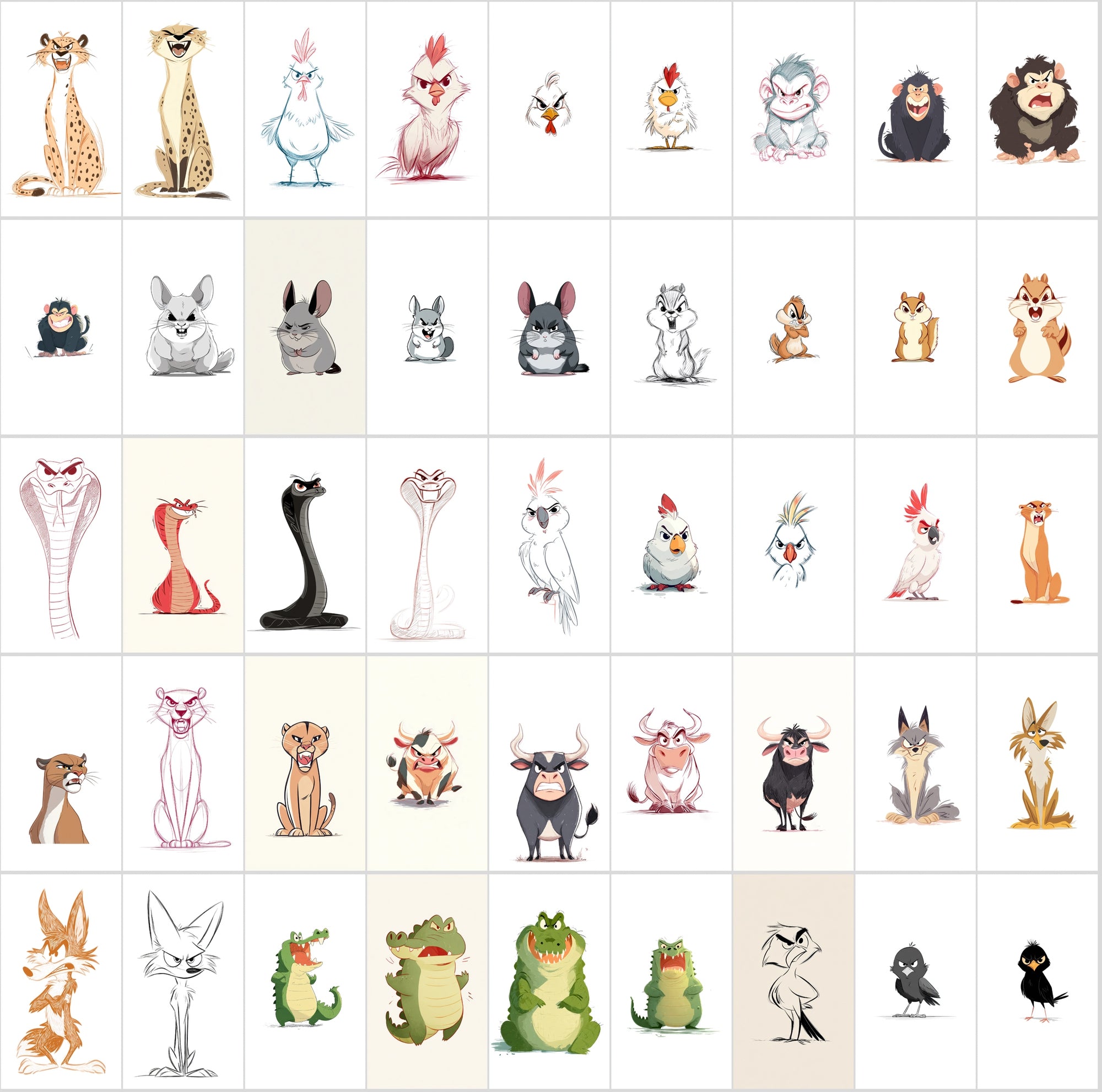 560 Angry Animal Cartoon Clipart Bundle – High-Resolution JPGs with Commercial Use