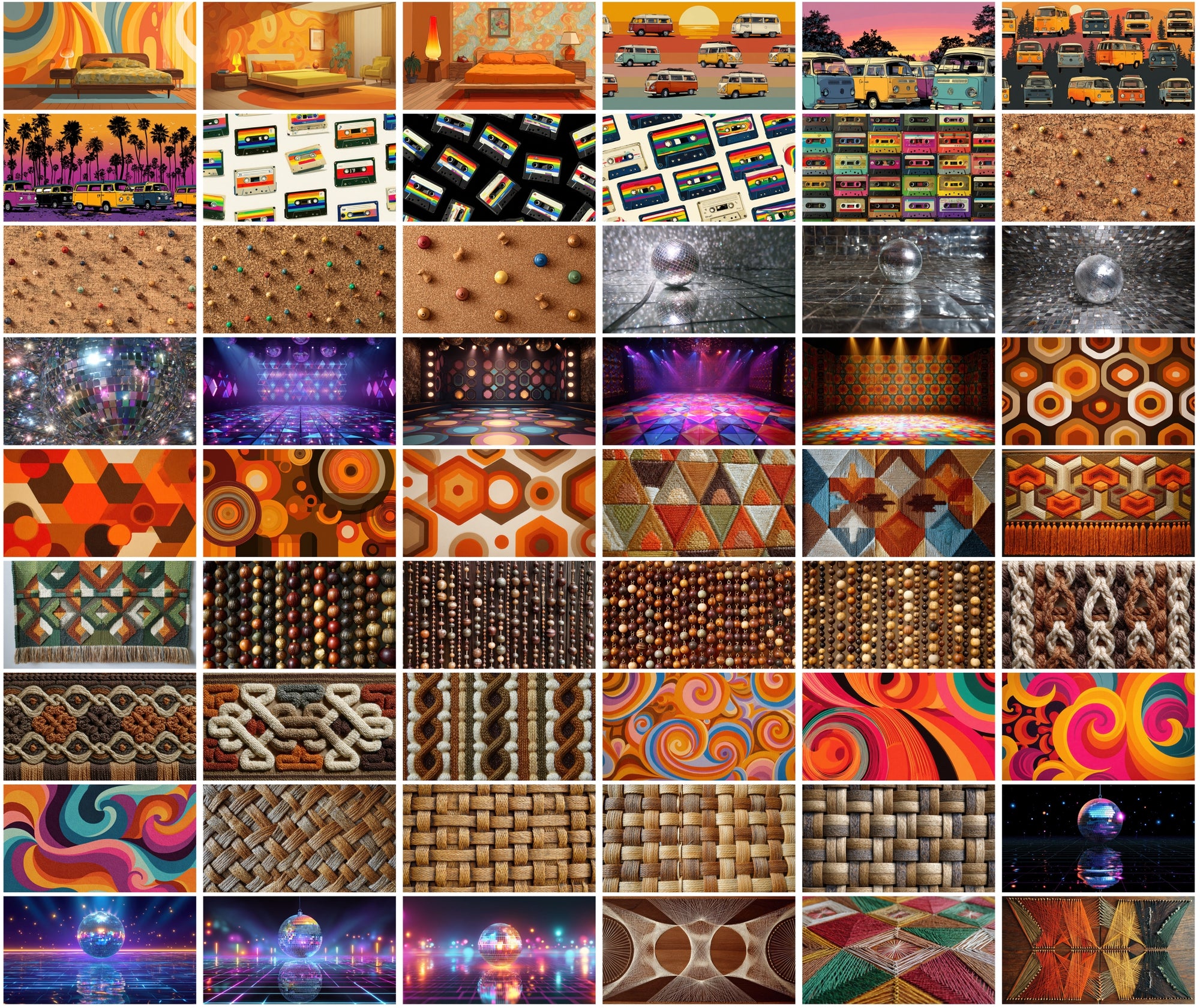 550 Retro Backgrounds Bundle | Vintage Mid-Century & Groovy 70s Patterns