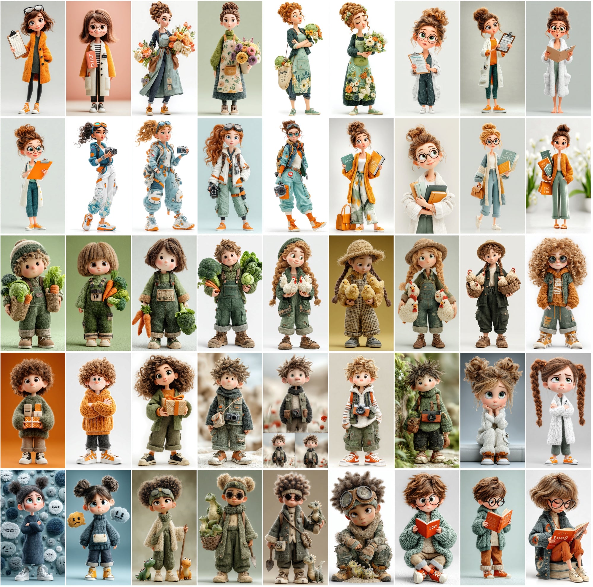 625 Cartoon 3D Boy & Girl Characters – High-Res JPGs with Commercial License