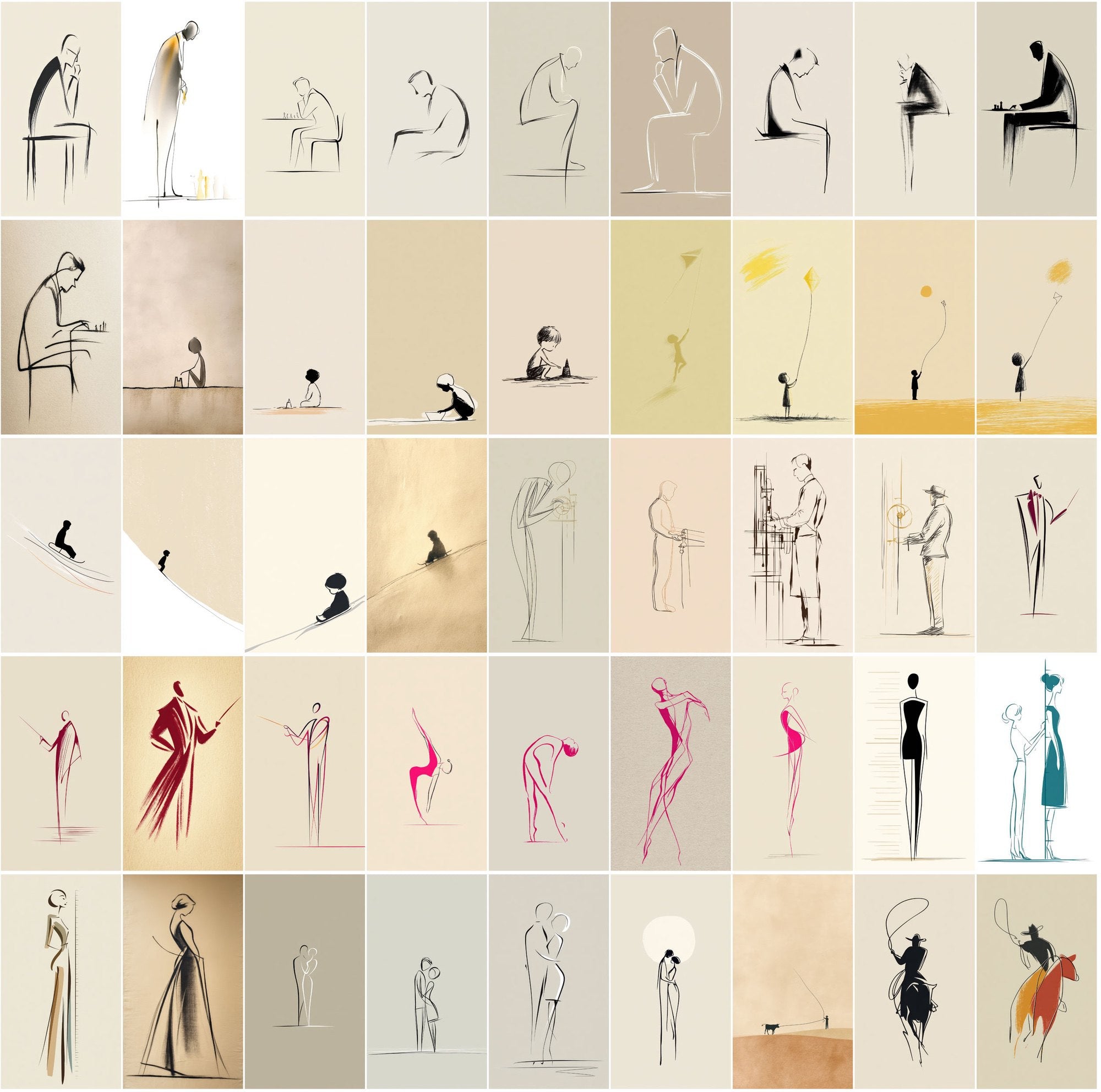 580 Minimalist One-Line Drawing Images | JPG Bundle with Commercial License