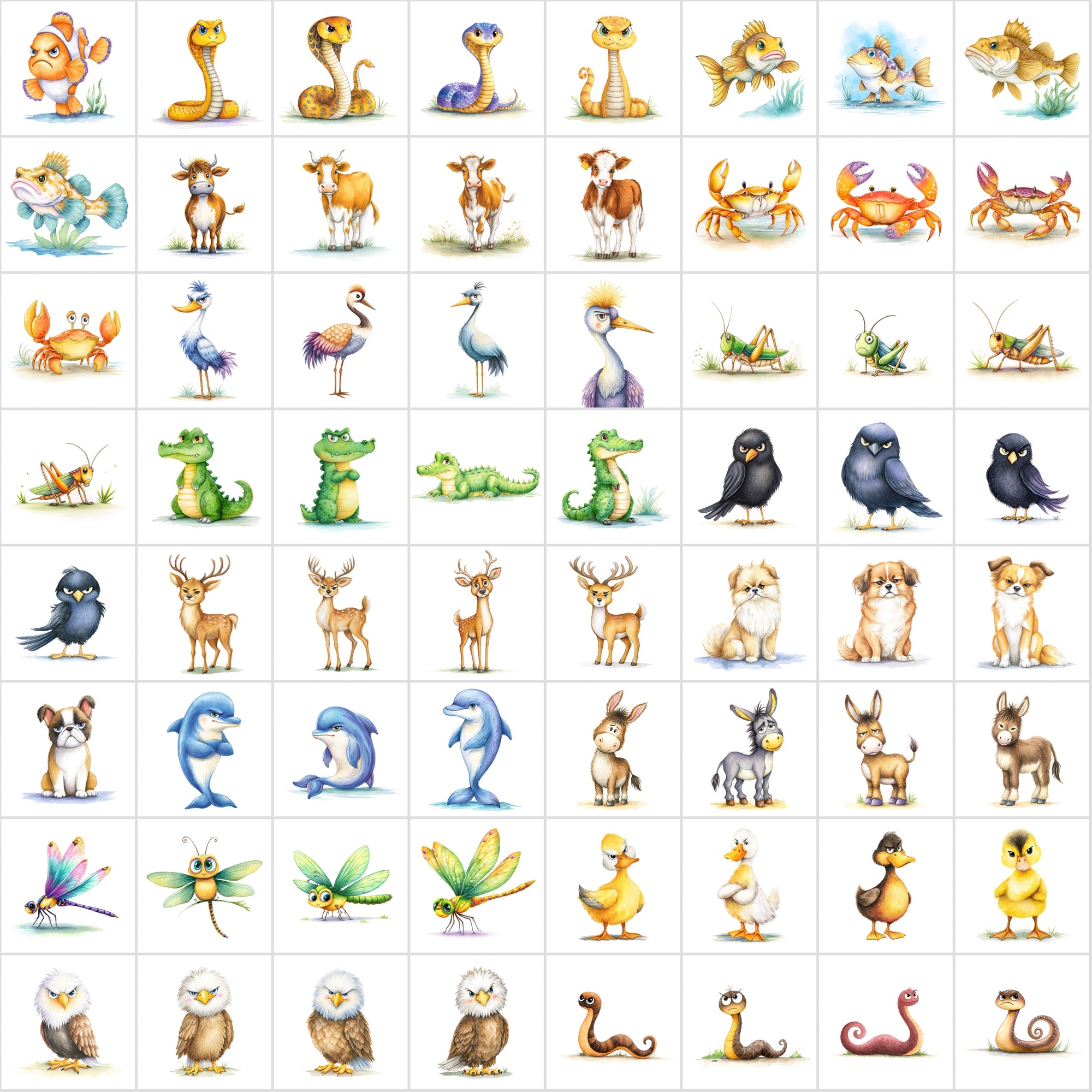 610 Grumpy Animal Illustrations