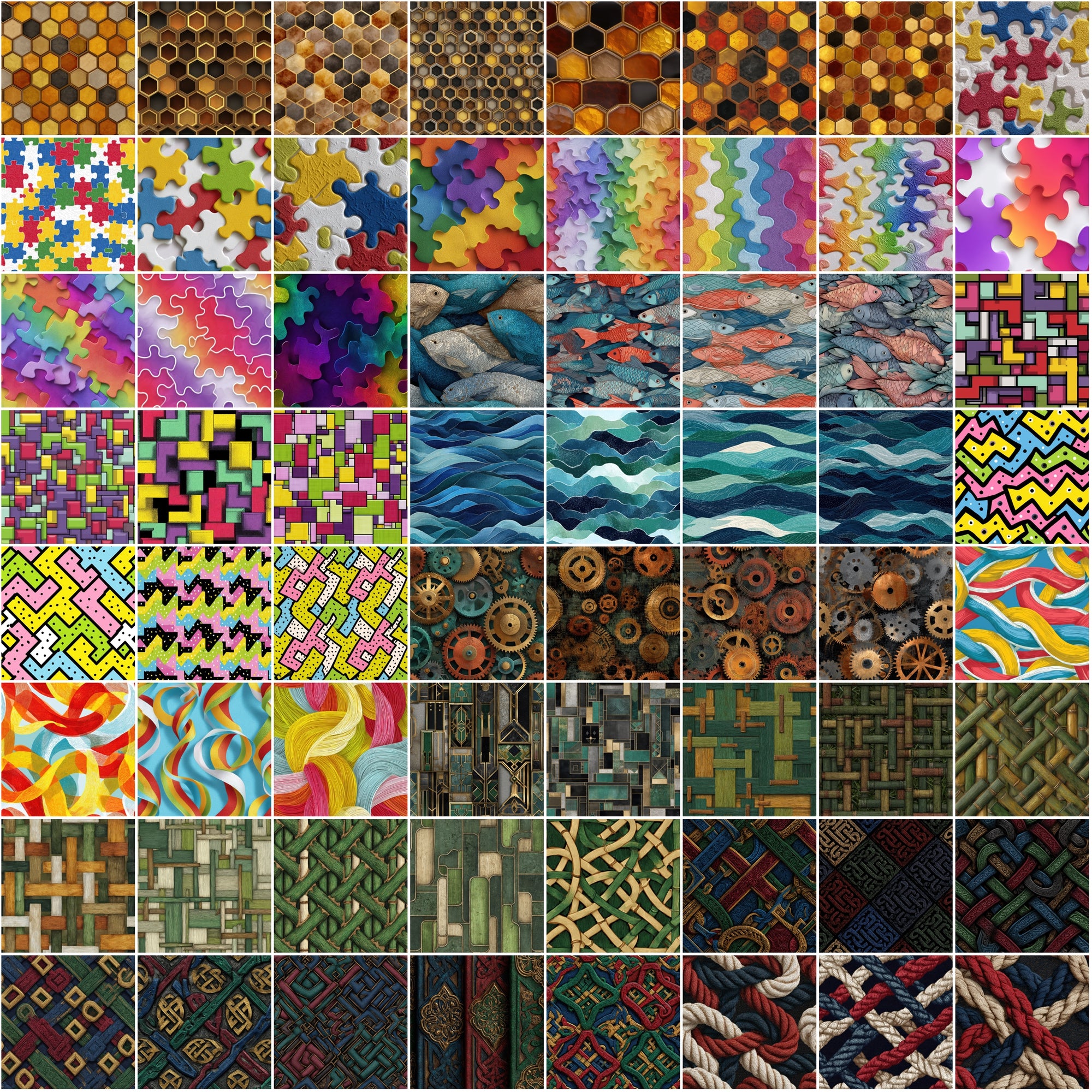 560 Seamless Pattern Tiles – Colorful Abstract Designs in JPG & .PAT for Photoshop