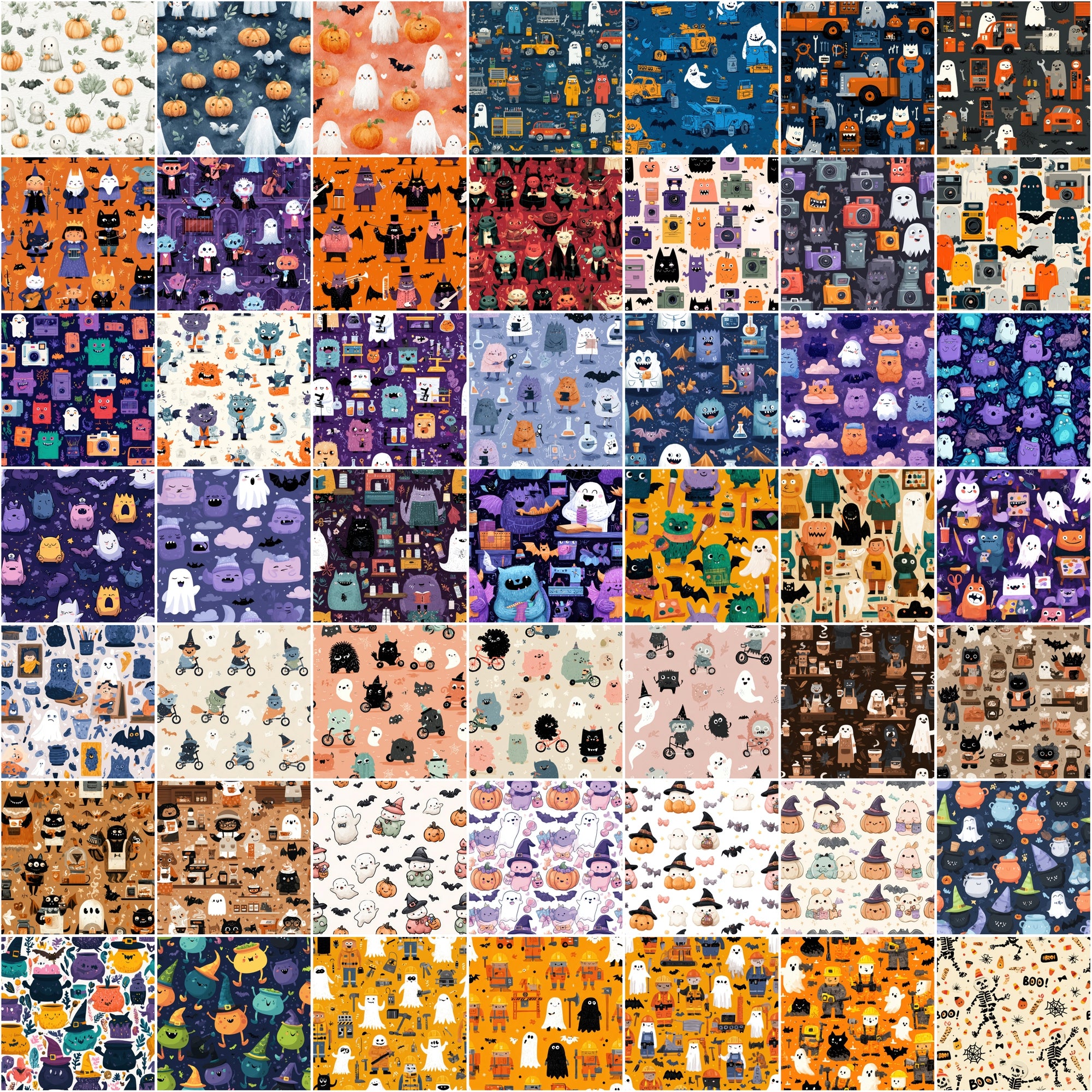 580 Seamless Halloween Patterns | Cute & Spooky JPG + PAT Files | Commercial Use