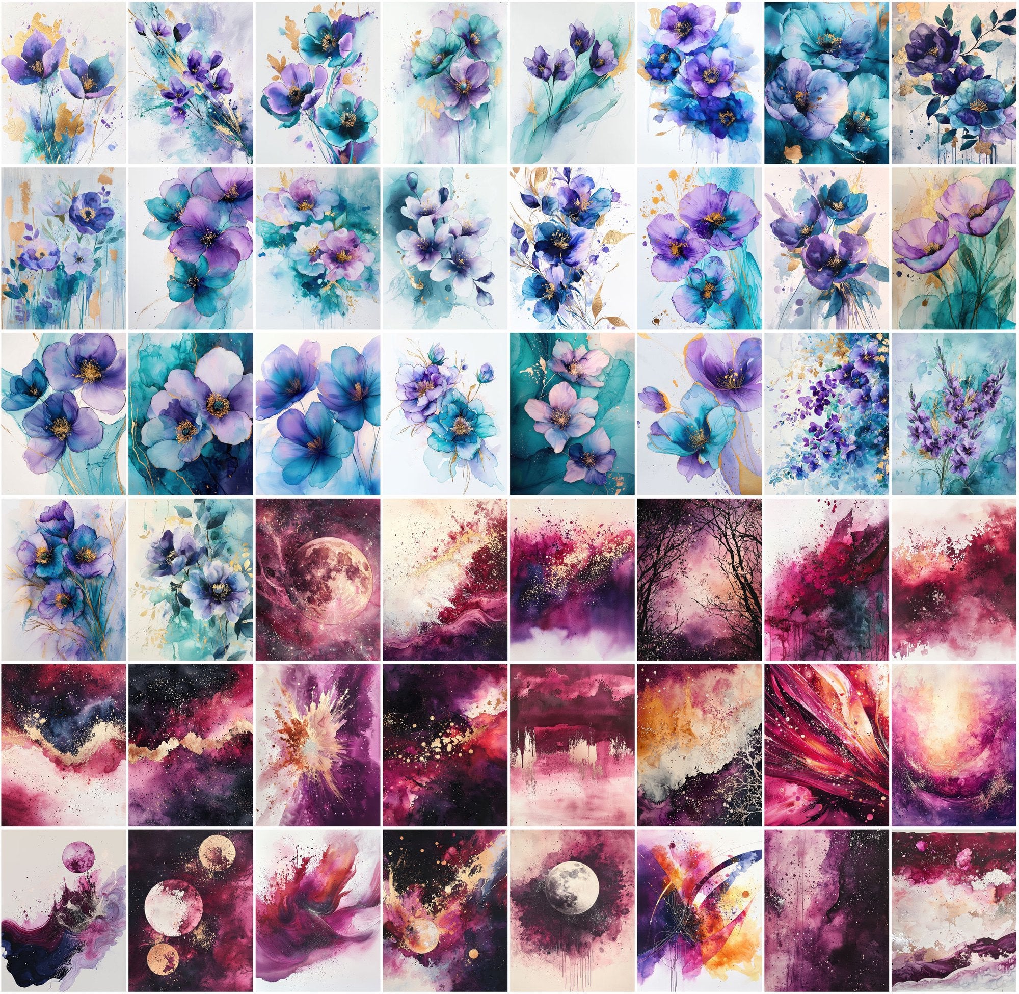 550 Watercolor Backgrounds | High-Res Abstract Splash Art JPGs with Commercial License