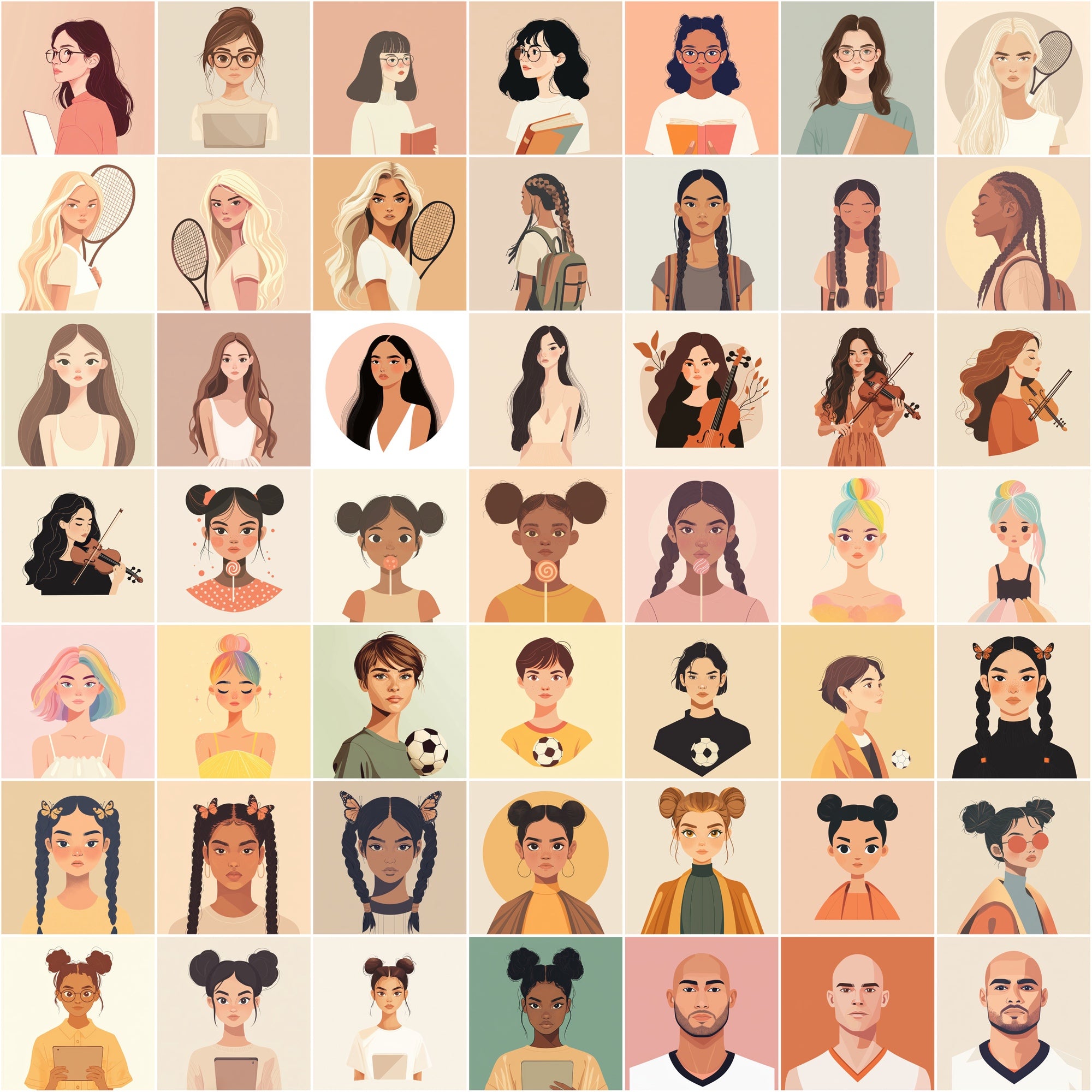 550 Flat Avatars | Diverse People Illustrations