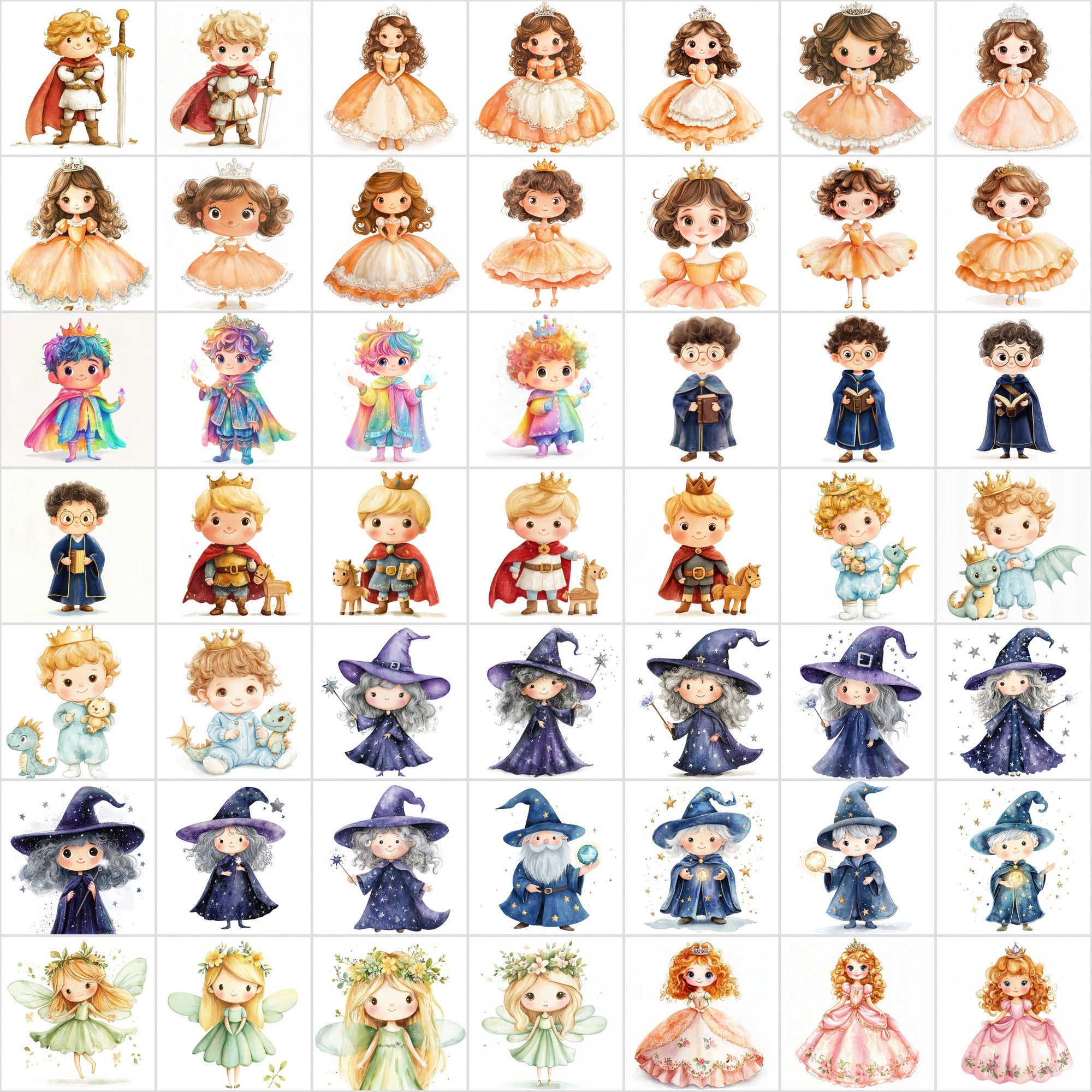 450 Enchanting Princess & Prince Illustrations | Cute Fairy Tale Clipart