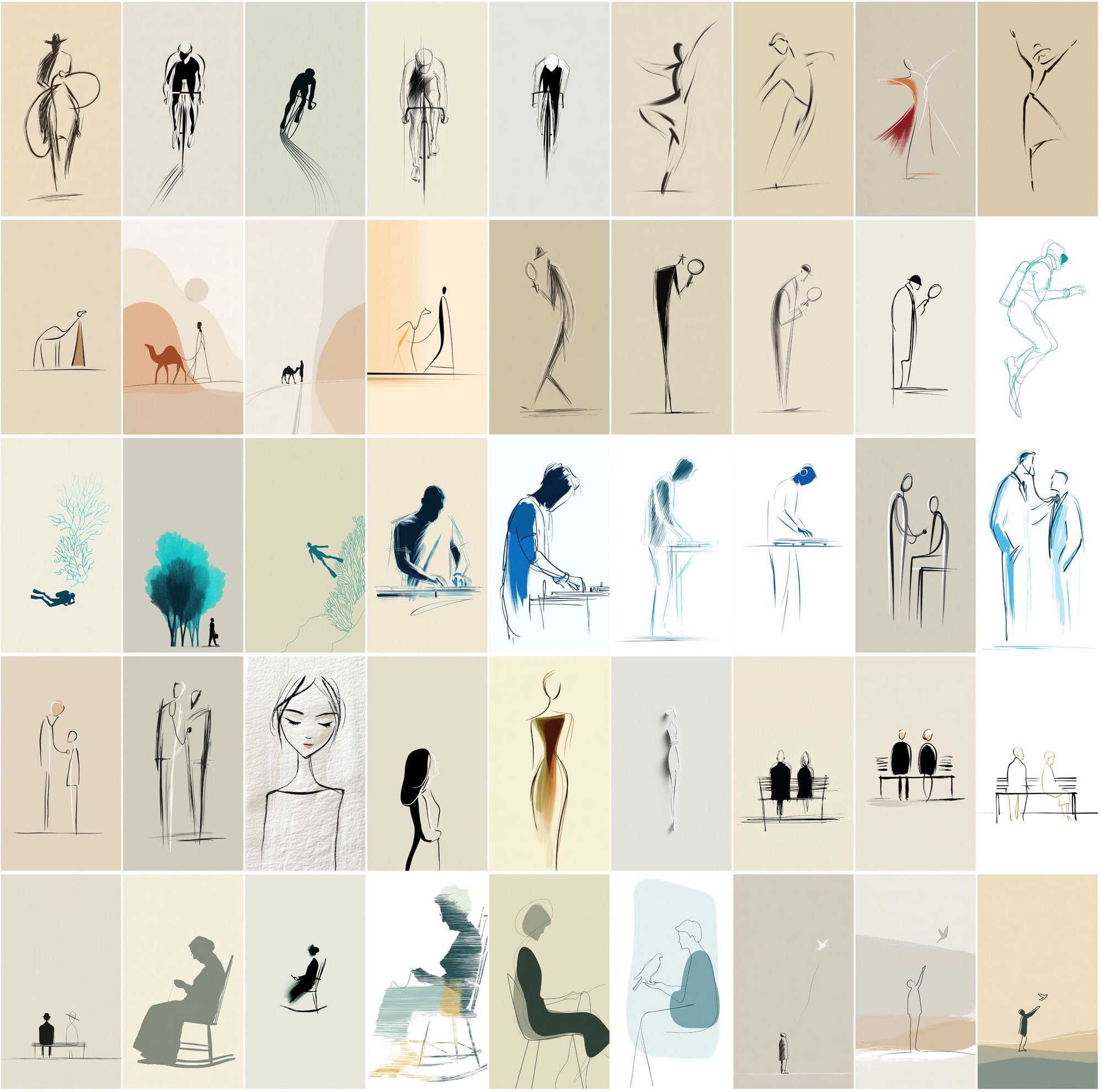 580 Minimalist One-Line Drawing Images | JPG Bundle with Commercial License