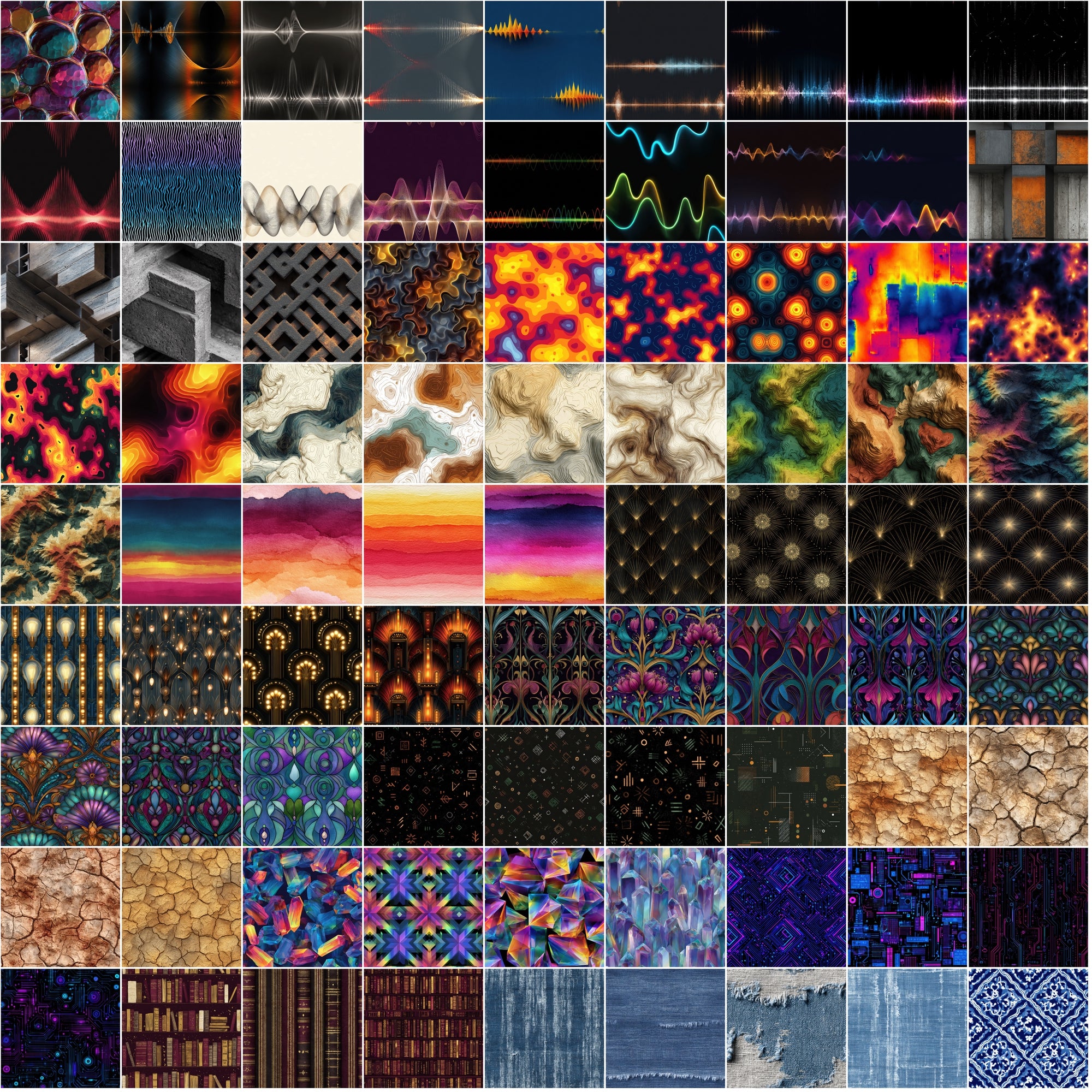 985 Seamless Patterns Bundle | JPG + PAT | Vintage, Retro, Grunge, Abstract & Modern Textures