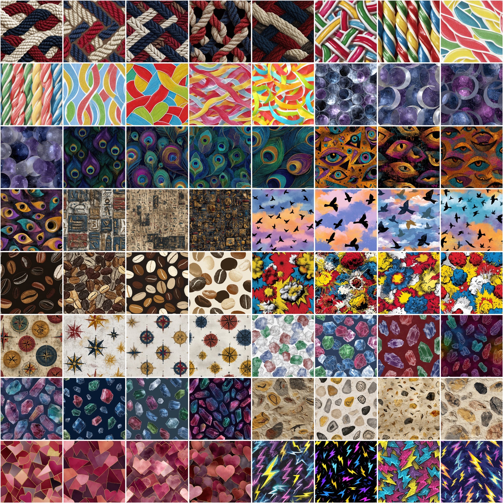 560 Seamless Pattern Tiles – Colorful Abstract Designs in JPG & .PAT for Photoshop