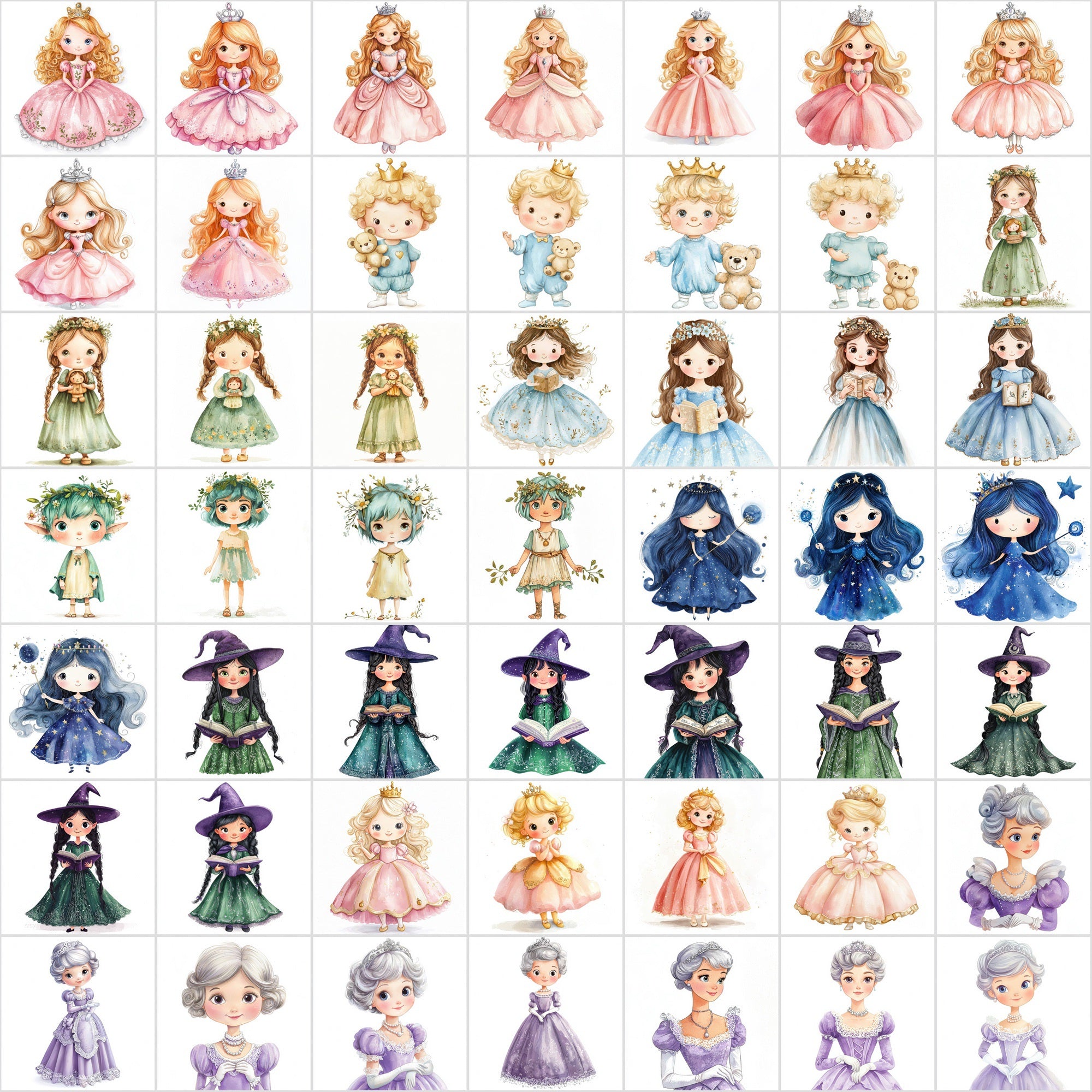450 Enchanting Princess & Prince Illustrations | Cute Fairy Tale Clipart