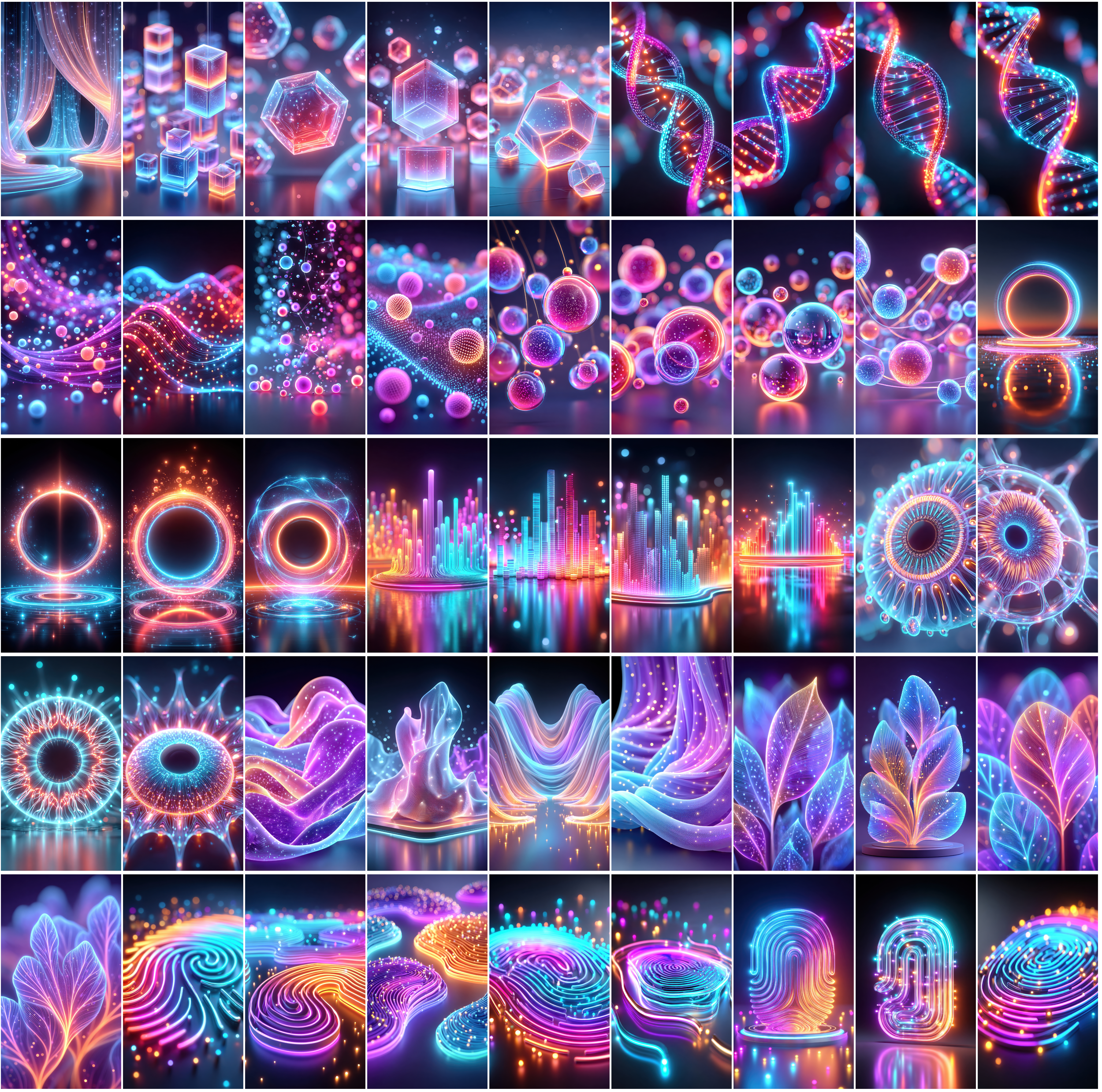 1140 Neon Abstract Backgrounds – 3D Futuristic Blue & Pink Light Renders | Vertical & Horizontal JPGs
