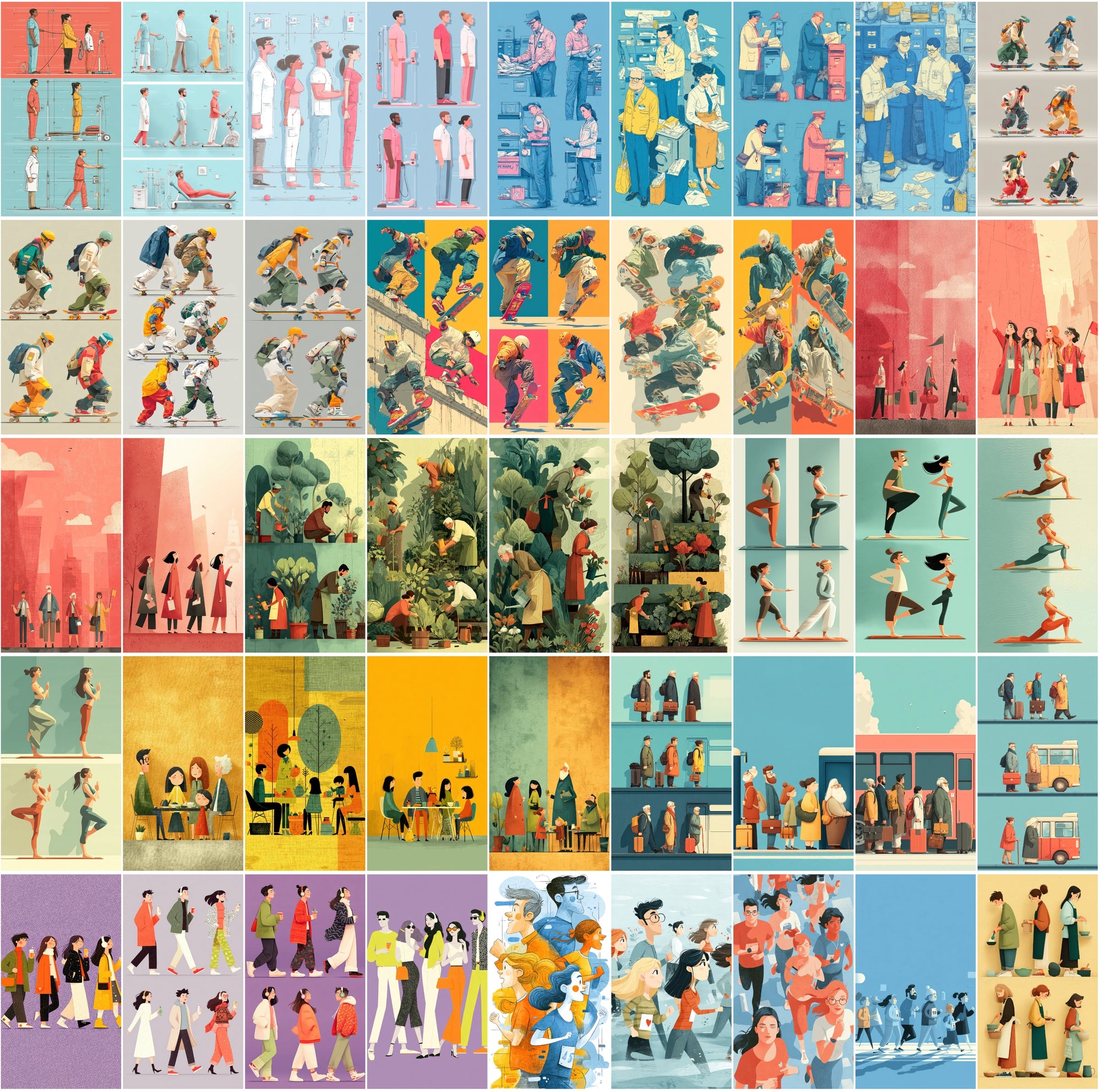 555 Flat Style Illustrations Bundle | High-Res JPGs with Commercial License
