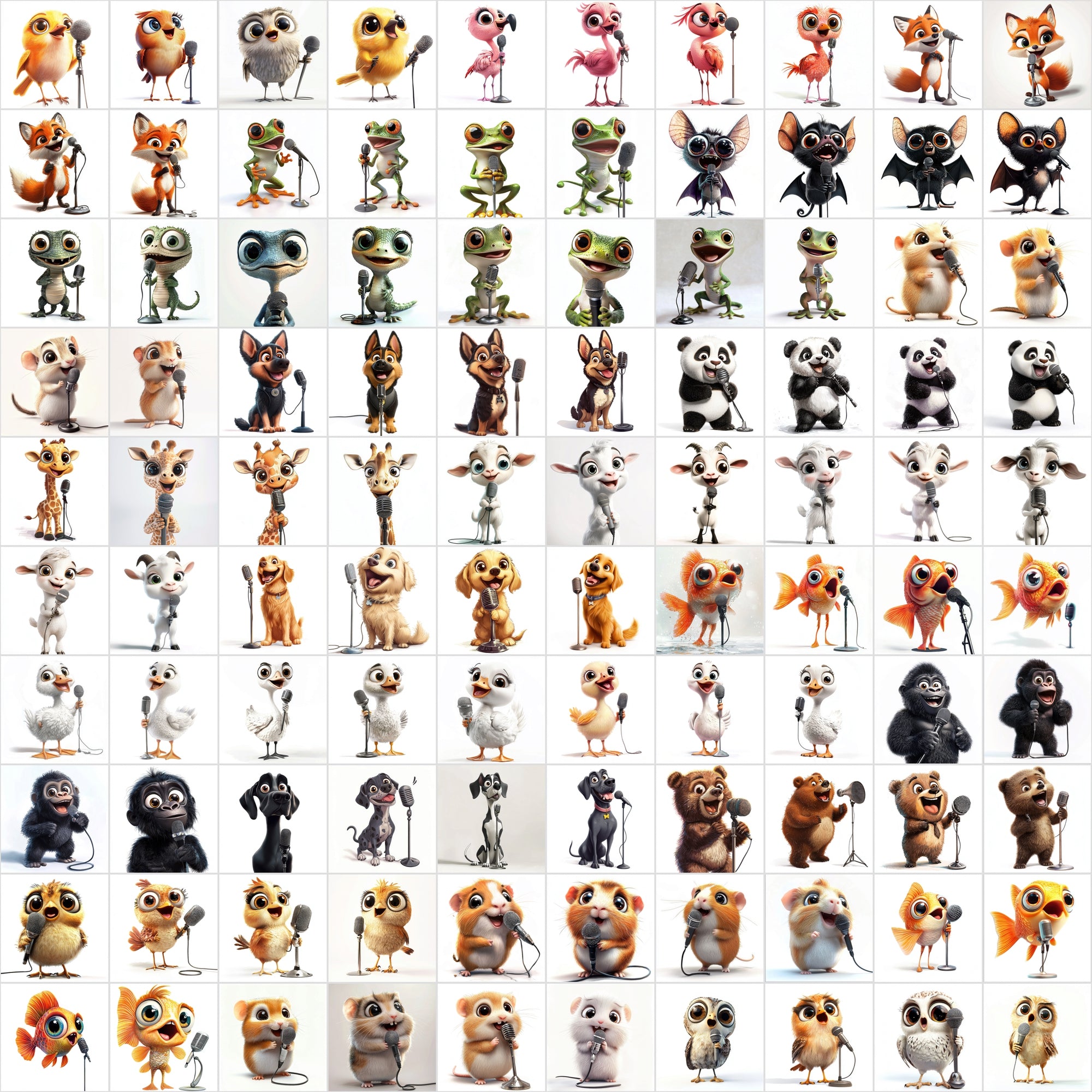 1000 High-Resolution Animal Images Holding Microphones – Commercial License Included!