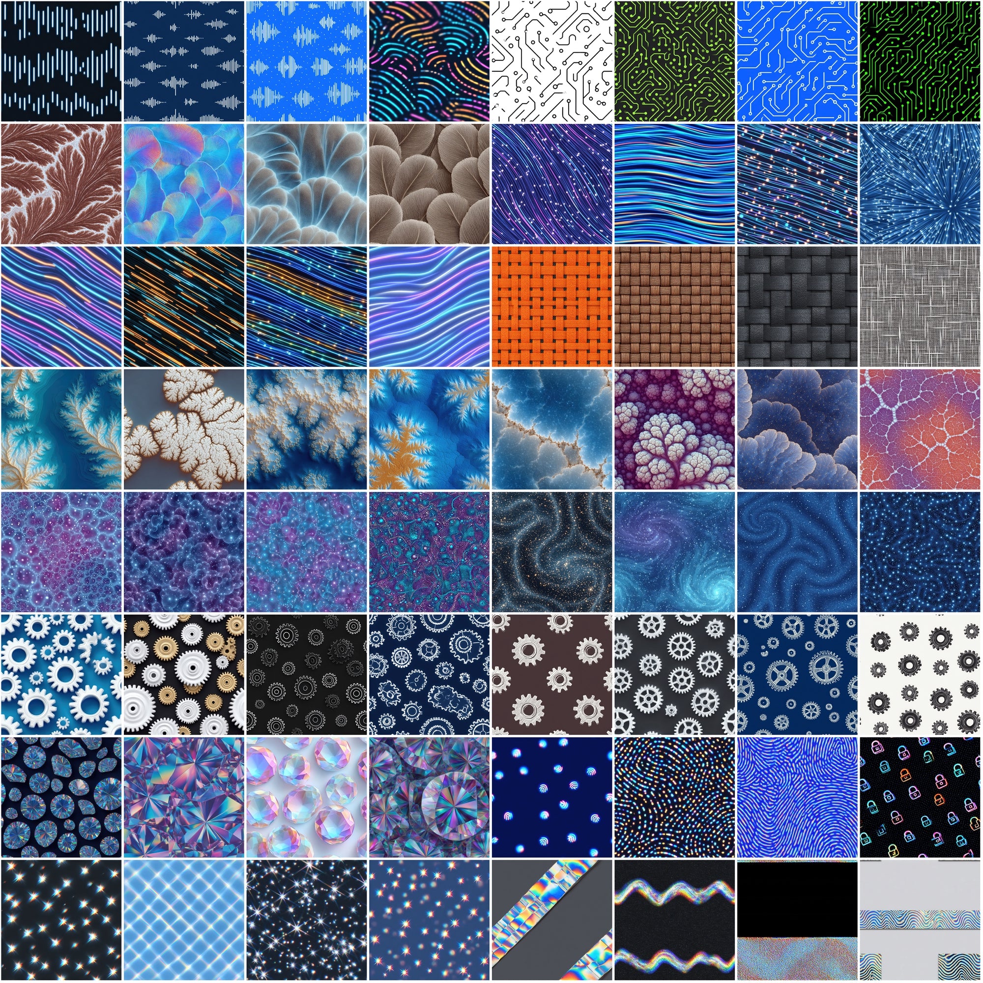 619 Futuristic Seamless Patterns – JPG & PAT Files for Photoshop