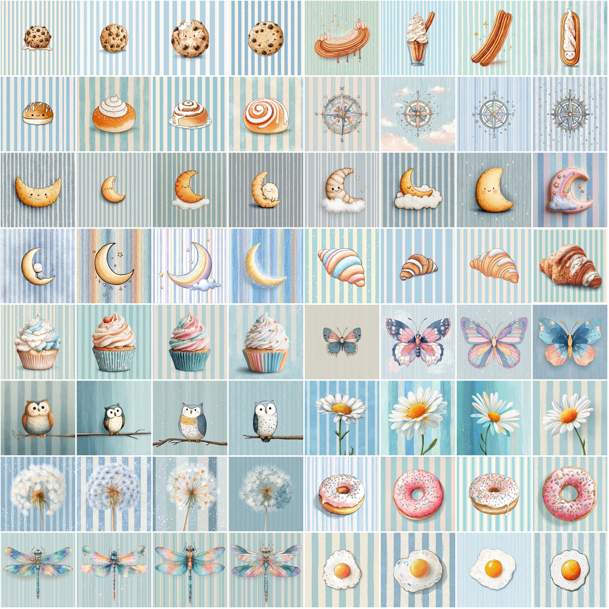 652 Whimsical Pastel Clipart Illustrations – Soft Children’s Book Style, Commercial Use JPGs