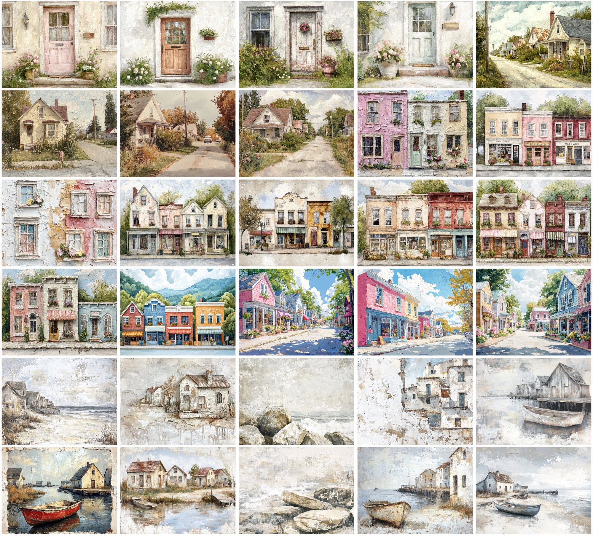 Rustic House Art Bundle - 310 JPG Images, Vintage Farmhouses & Beach Huts