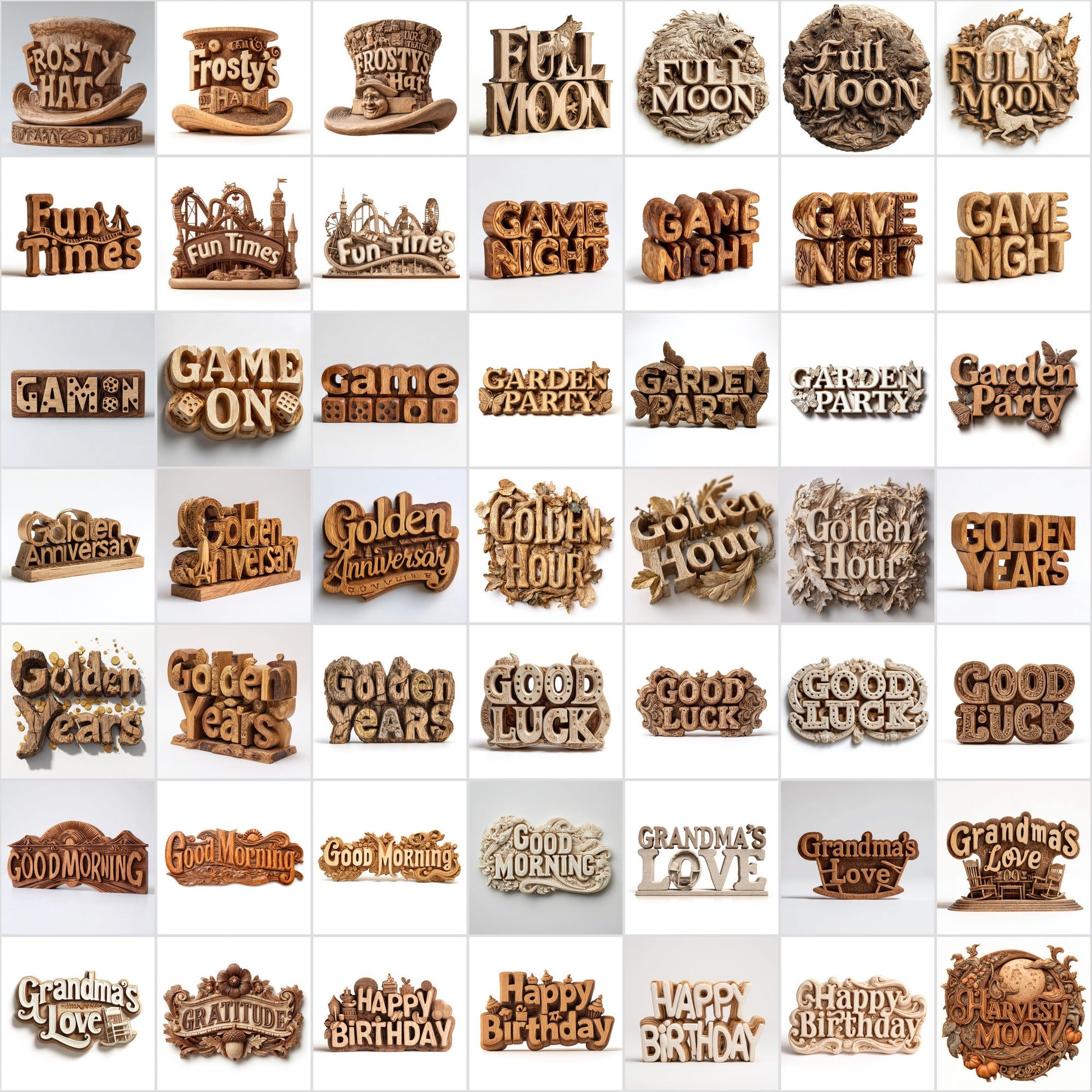 485 Wood Carved Word Art Images