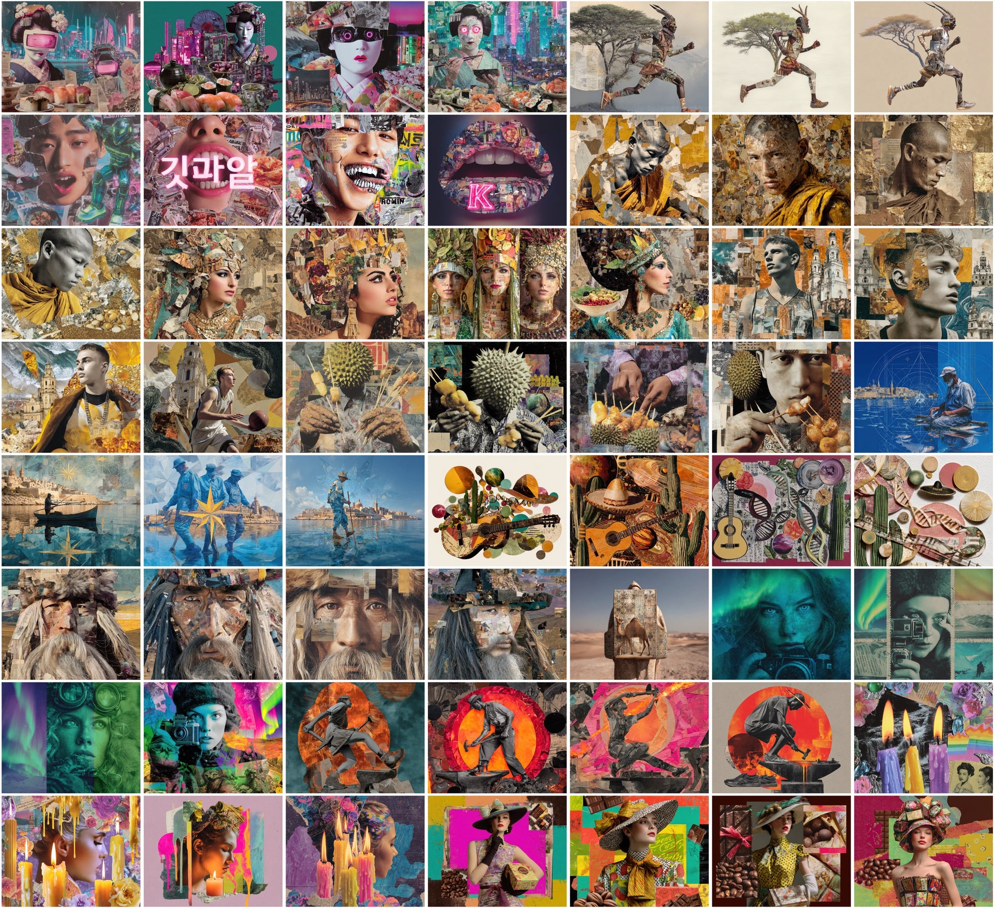 600 Surreal Collage Backgrounds JPG | Vintage Psychedelic Art with Commercial License