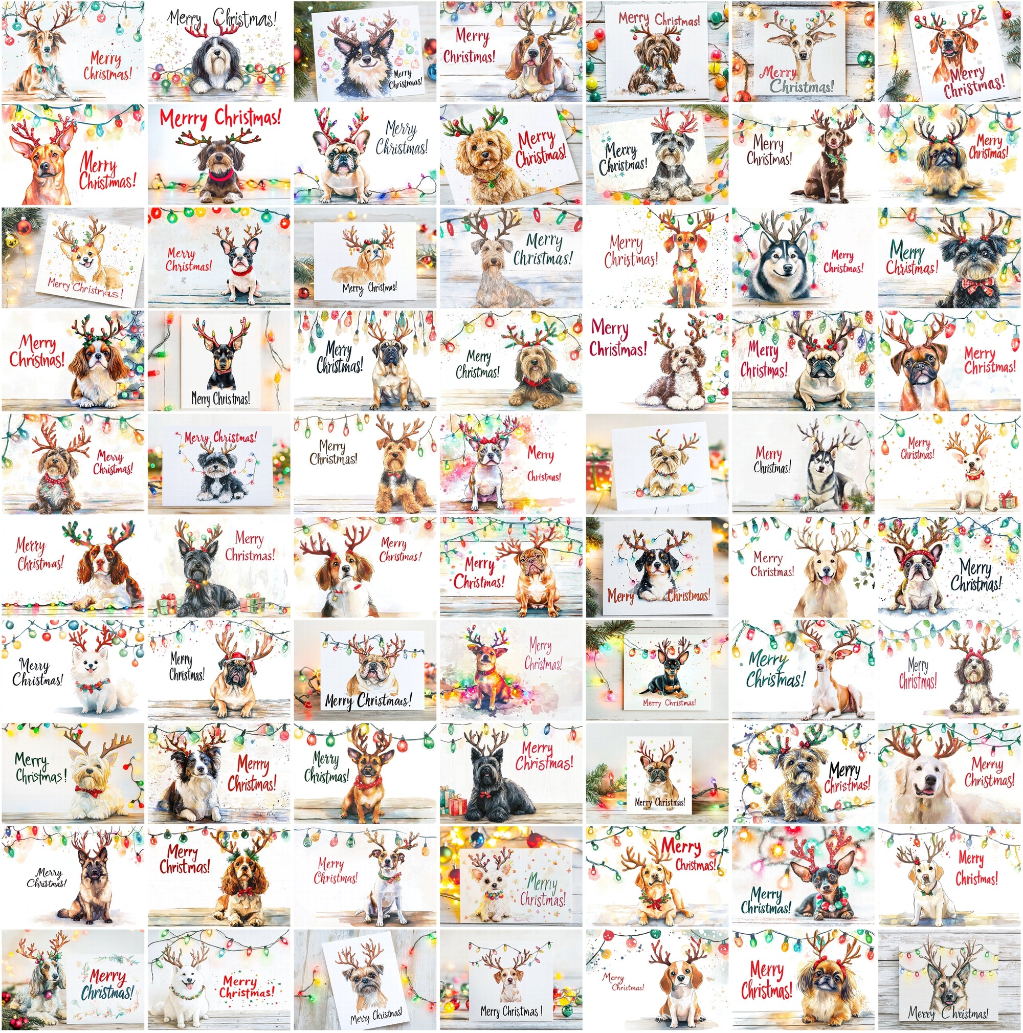 800 Christmas Dog Images - Festive Reindeer Antlers Digital Download