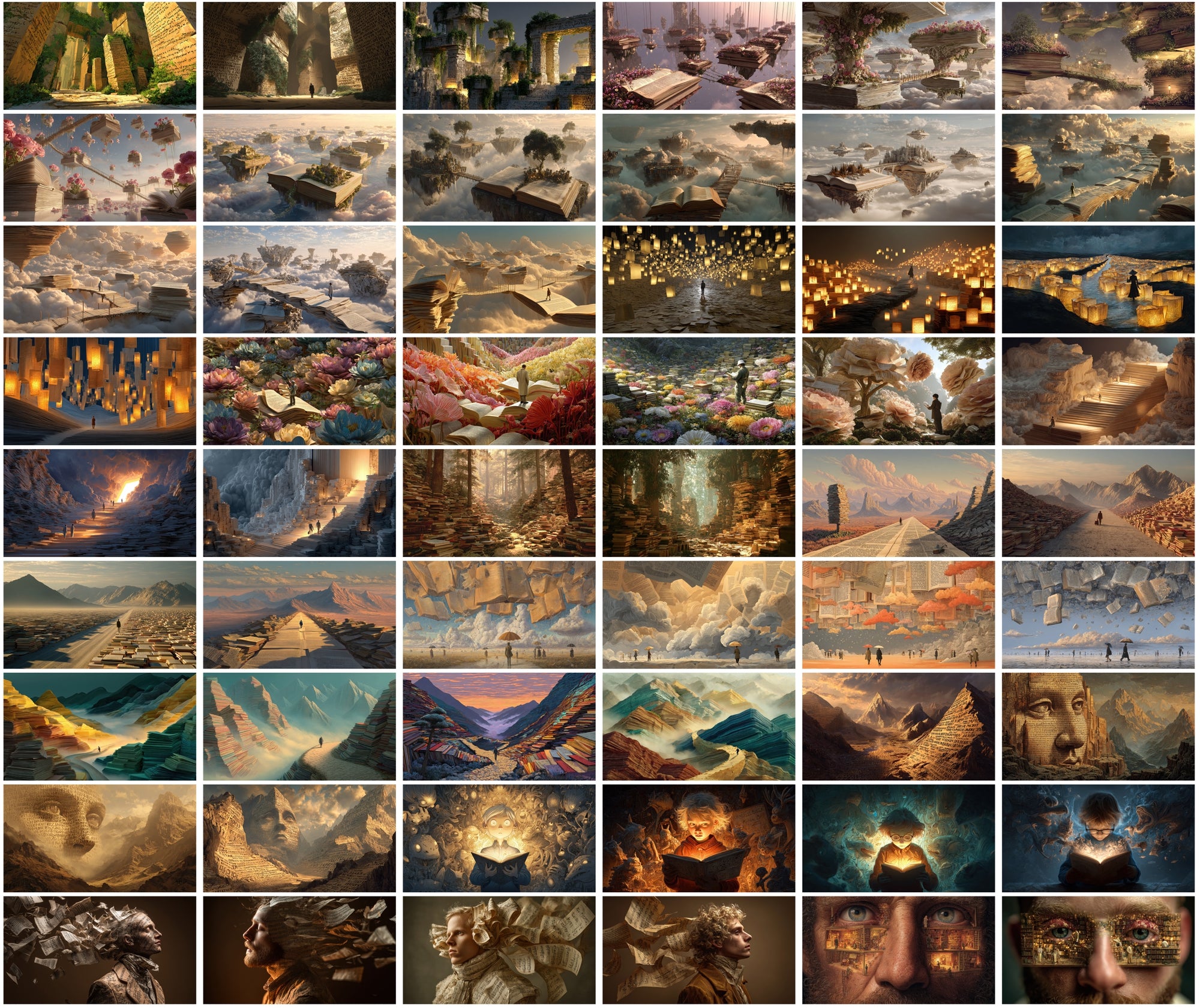 610 Surreal Book-Themed Art Images | Magical Realism Digital Backgrounds