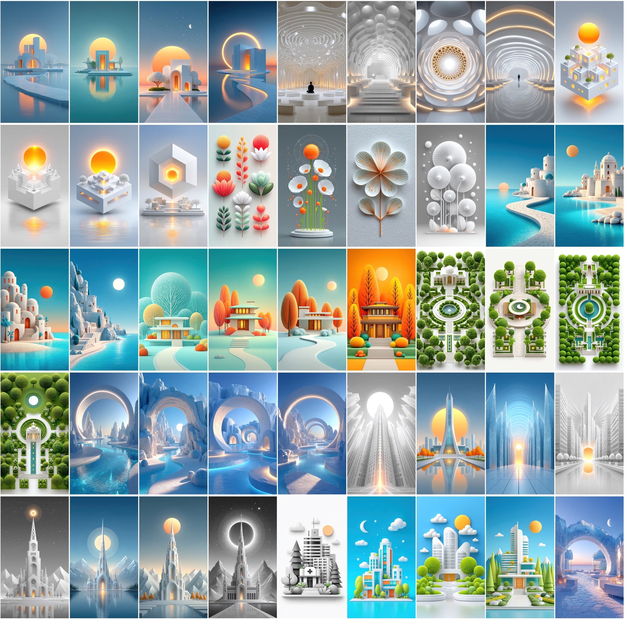 623 Minimalist Architecture & Zen Landscapes – High-Res JPG Art Collection