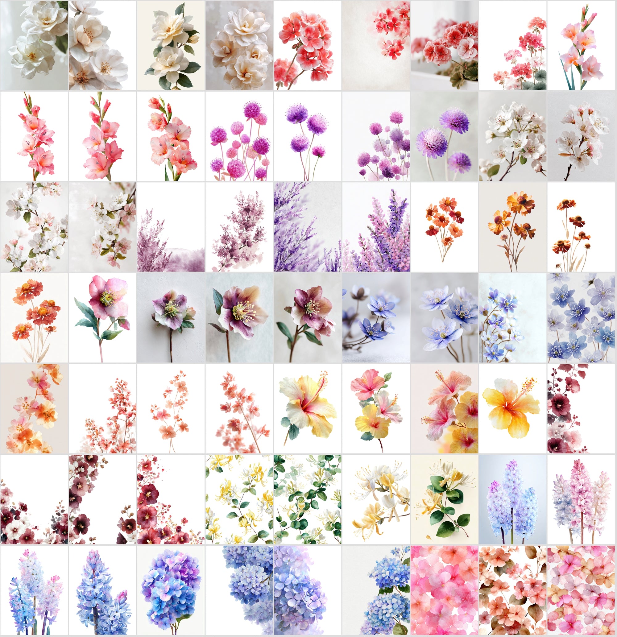620 Watercolor Floral Images Bundle | Commercial Use Digital Clipart | High Resolution Botanical Graphics