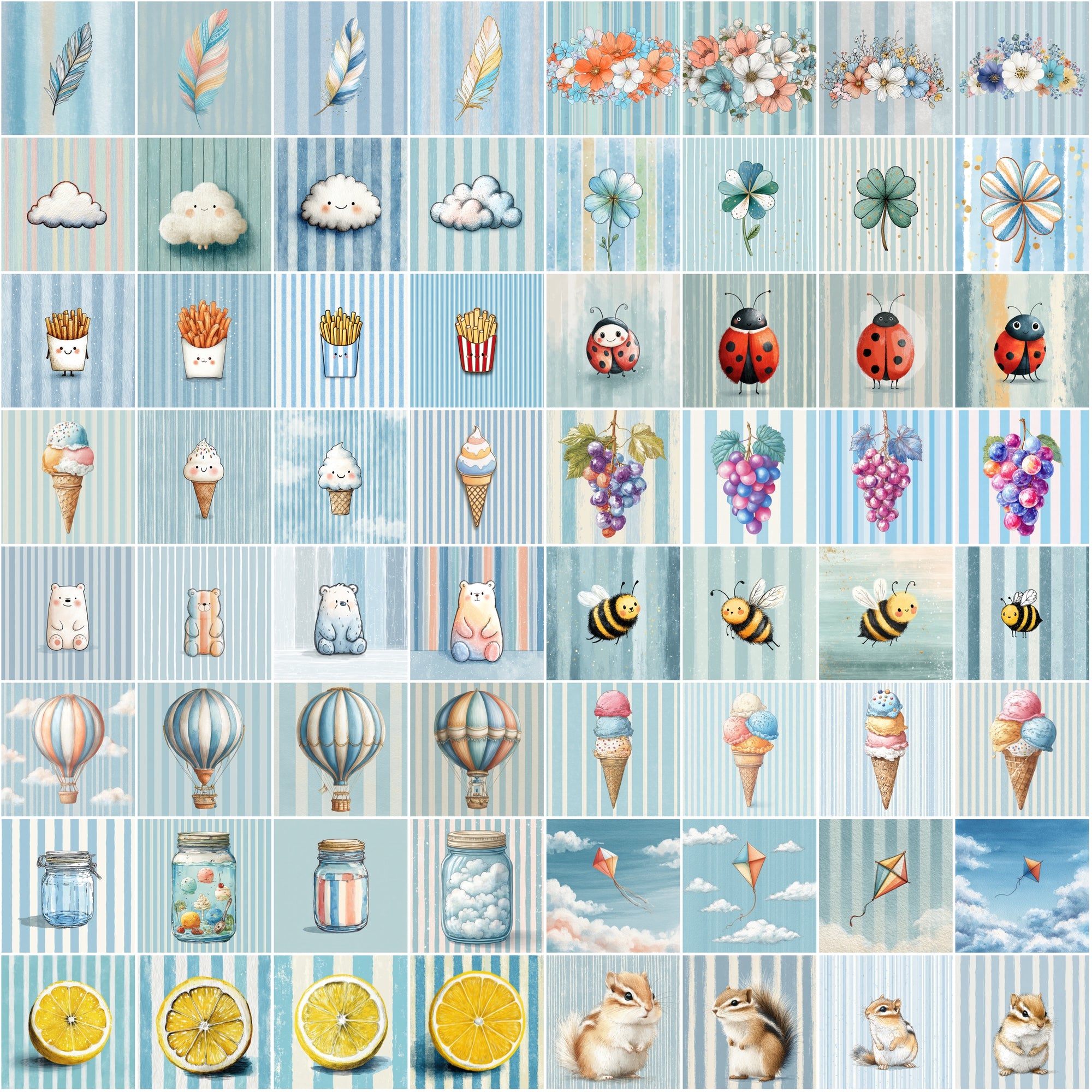 652 Whimsical Pastel Clipart Illustrations – Soft Children’s Book Style, Commercial Use JPGs