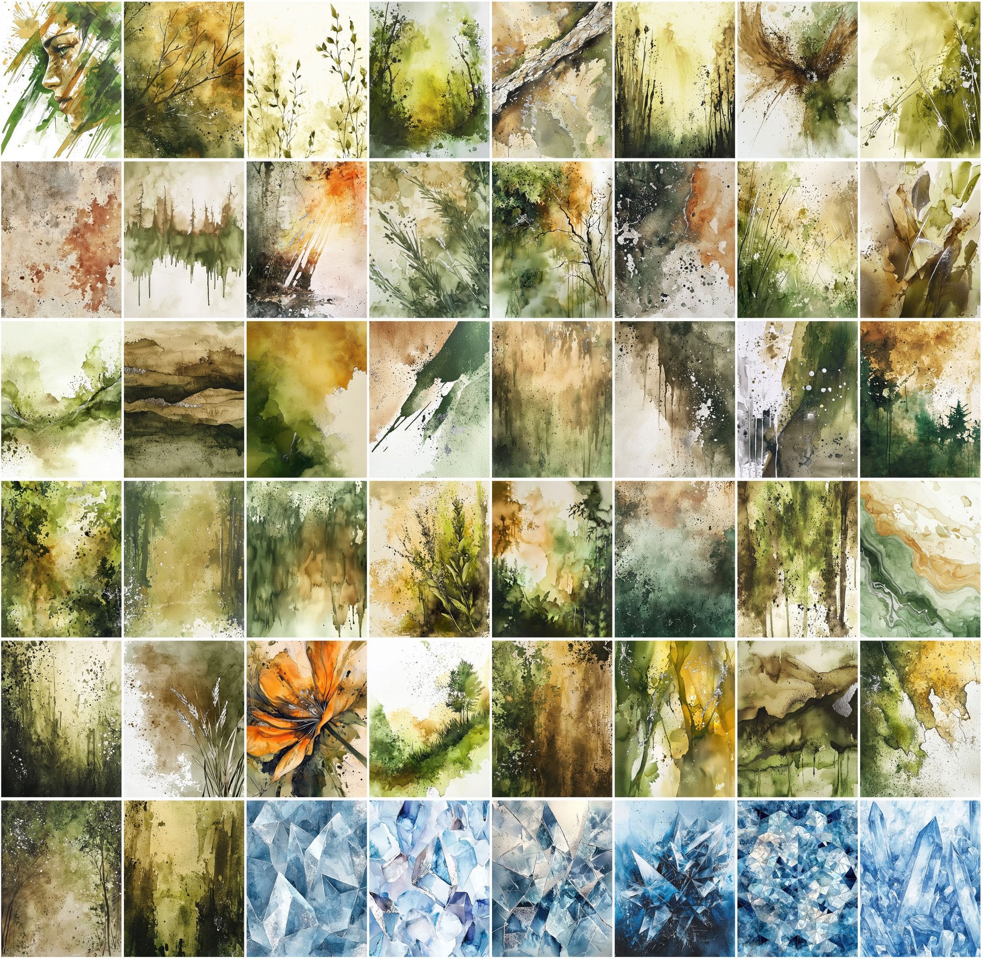 550 Watercolor Backgrounds | High-Res Abstract Splash Art JPGs with Commercial License